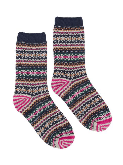 Buy Lucille Navy Fairisle Socks from the Joules online shop