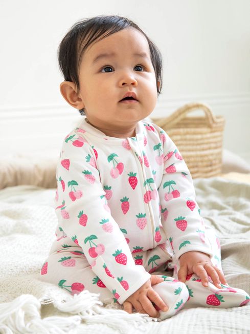 Buy Pink Print Zip Cotton Baby Sleepsuit from the JoJo Maman Bébé UK ...