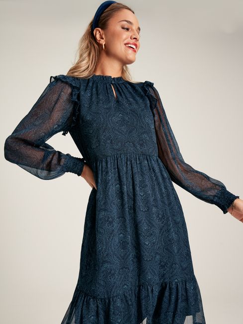 Buy Lumi Navy Balloon Sleeve Dress from the Joules online shop