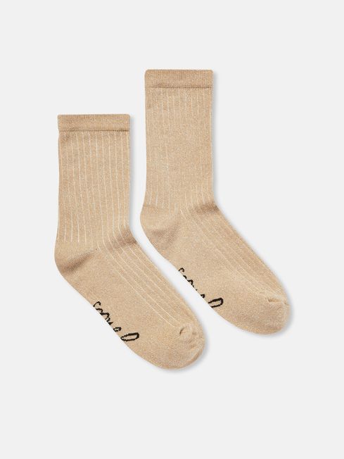 Buy Freya Gold Glitter Ankle Socks from the Joules online shop