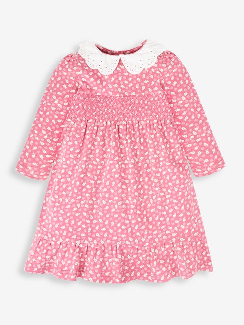 Buy Rose Woodland Floral Smocked Jersey Dress With Broderie Collar from ...