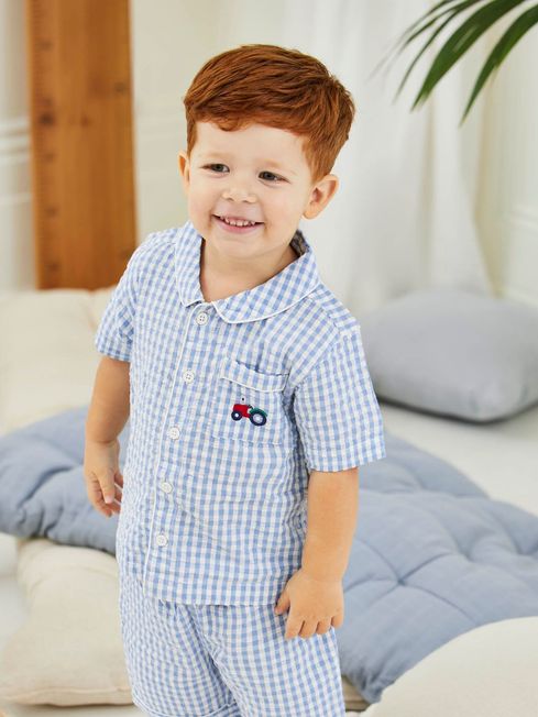 Buy Blue Woven Pyjamas from the JoJo Maman Bébé UK online shop