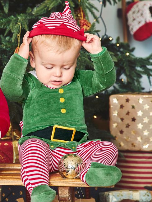 Buy Red 2-Piece Baby Elf Outfit Set from the JoJo Maman Bébé UK online shop