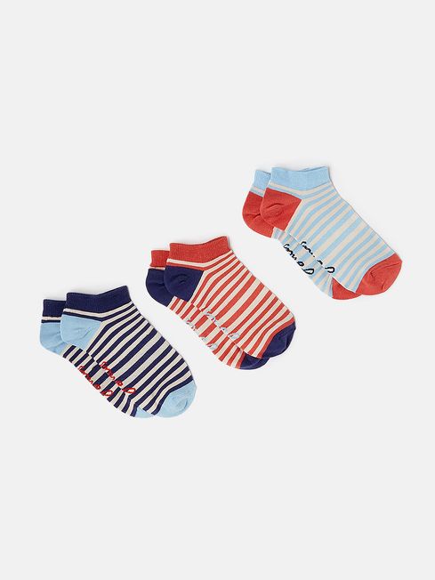 Buy Rilla Blue Striped Trainer Socks (3 Pack) from the Joules online shop