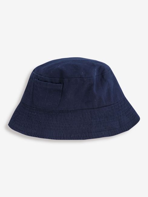 Buy Navy Blue Twill Bucket Sun Hat from the JoJo Maman Bébé UK online shop