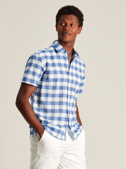 Buy Breaker Blue Short Sleeve Linen Shirt from the Joules online shop