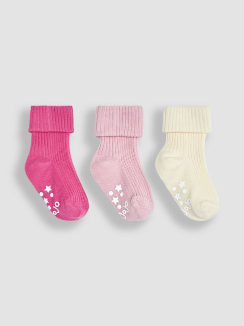 Buy Pink 3-Pack Ribbed Socks from the JoJo Maman Bébé UK online shop