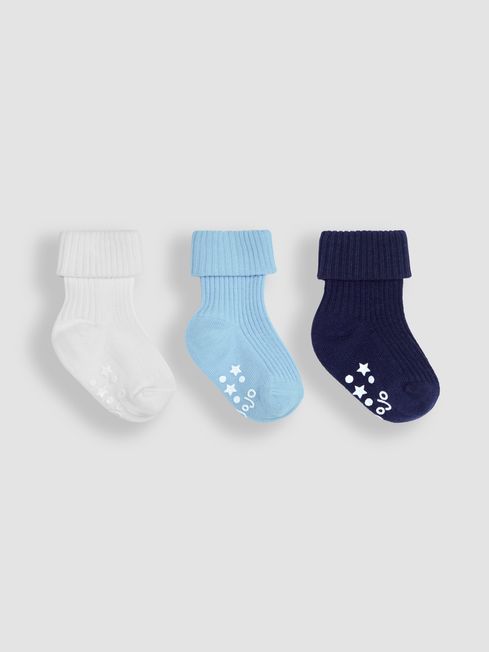 Buy Blue 3-Pack Cotton Socks from the JoJo Maman Bébé UK online shop