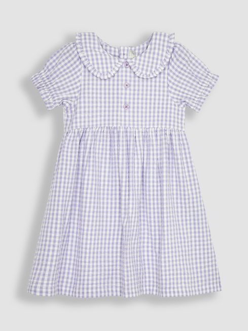 Buy Lilac Purple Gingham Button Front Collar Tea Dress from the JoJo ...