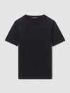 Oscar Jacobson Knitted Cotton Crew Neck T-Shirt in Navy - REISS