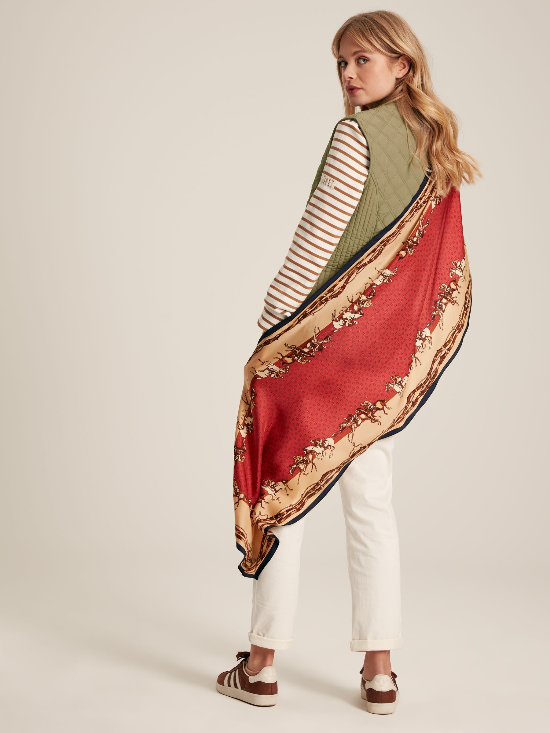 Buy Windsor Red Printed Long Silk Scarf from the Joules online shop