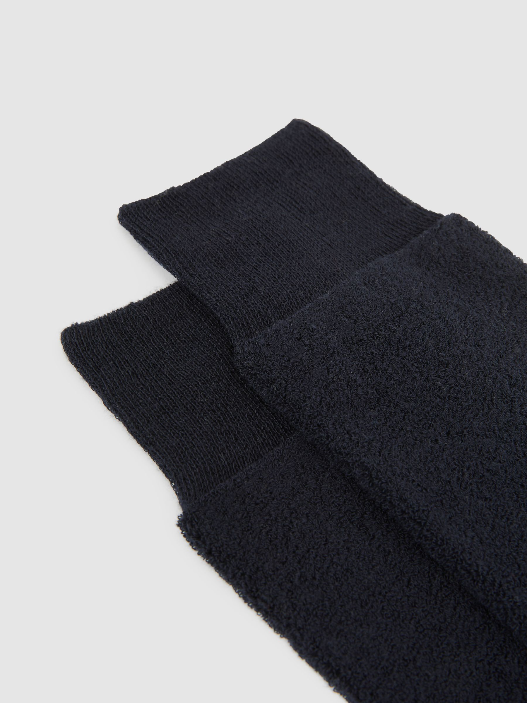 Cotton Blend Terry Towelling Socks In Navy - Reiss