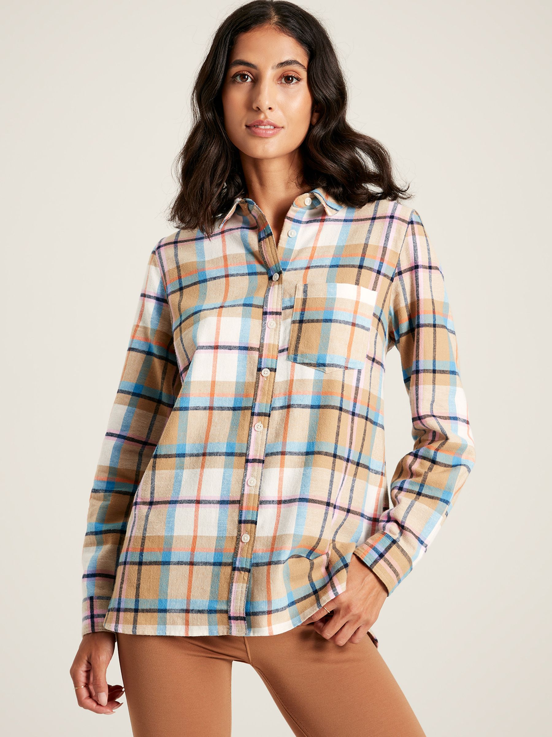 Buy Lorena Creme Check Brushed Shirt from the Joules online shop