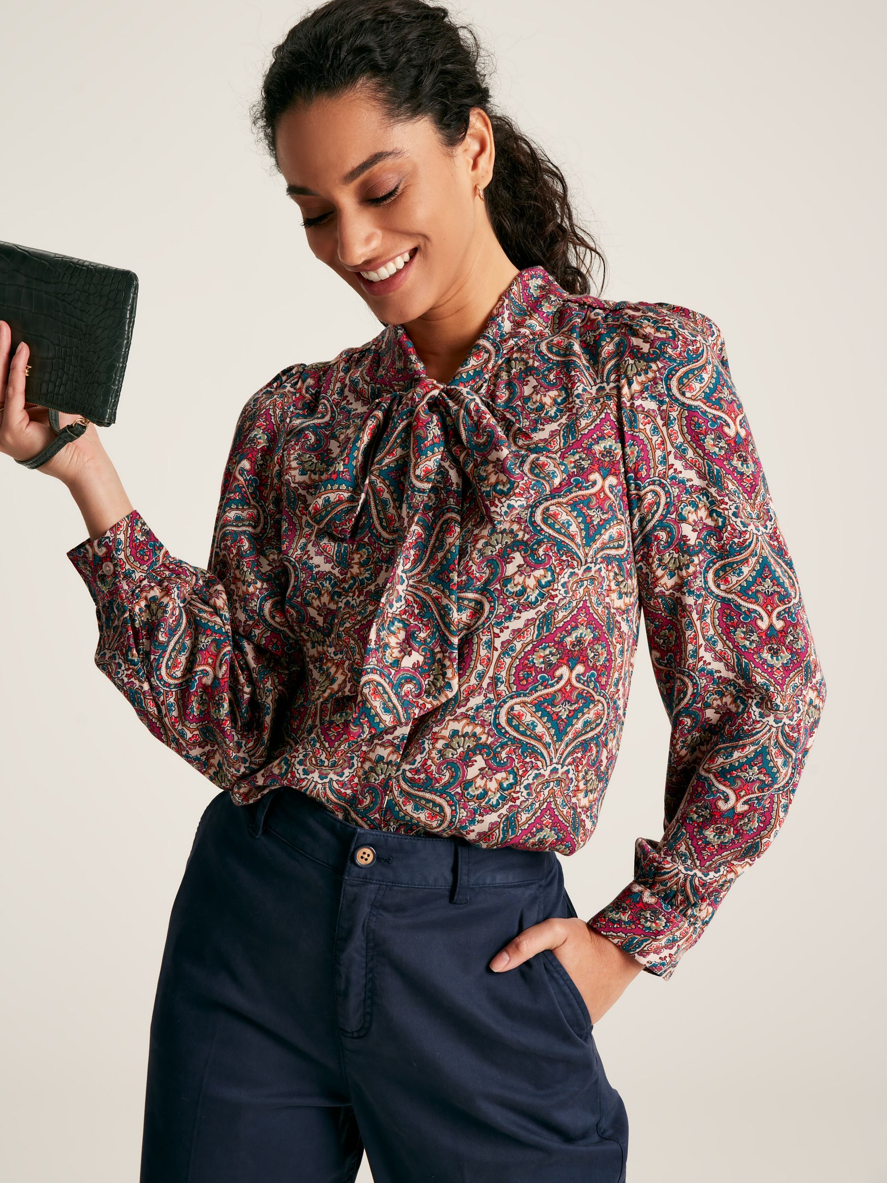 Buy Joules Everly Tie Neck Blouse from the Joules online shop