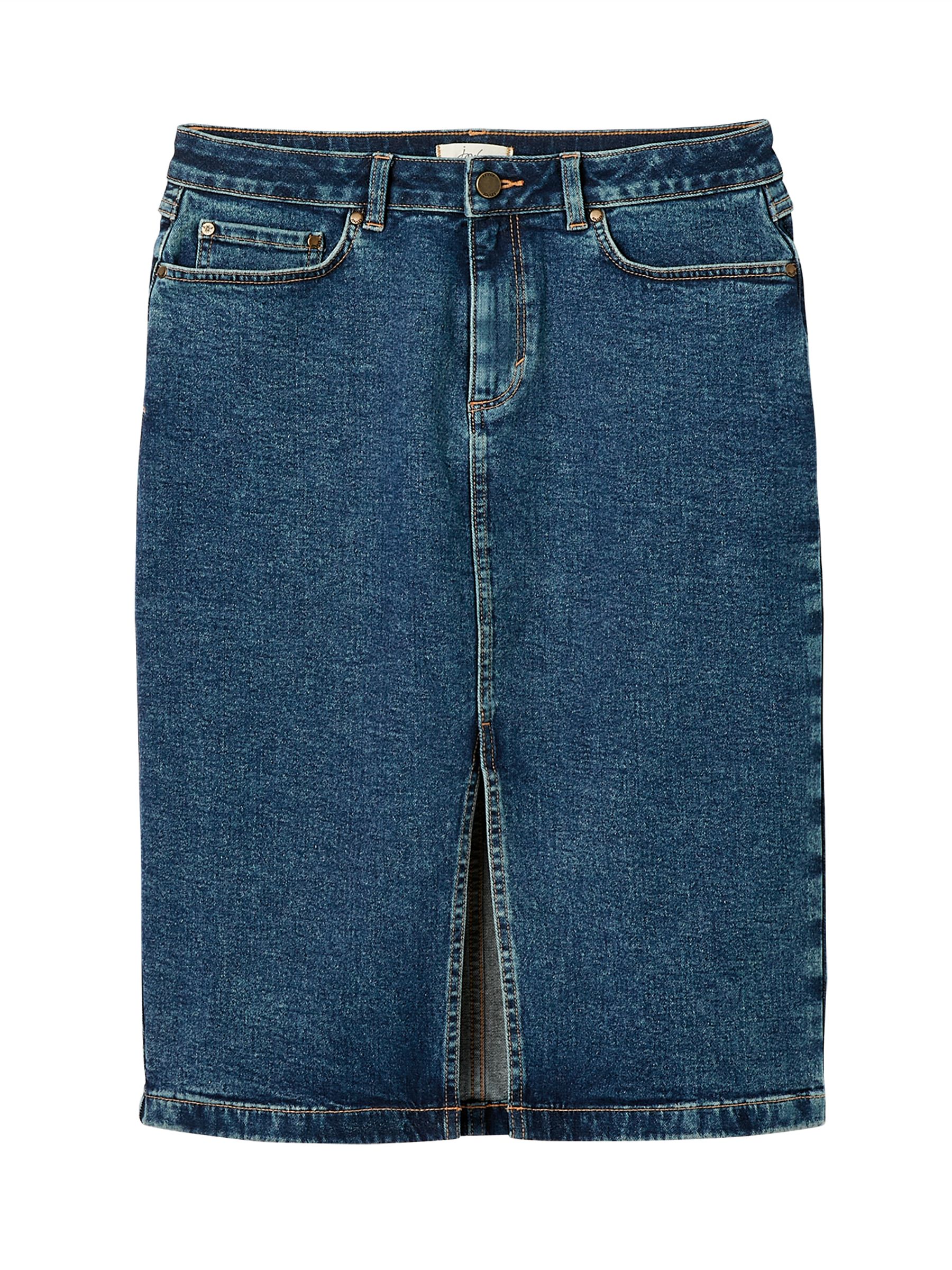 Buy Taylor Blue Denim Front Split Skirt from the Joules online shop