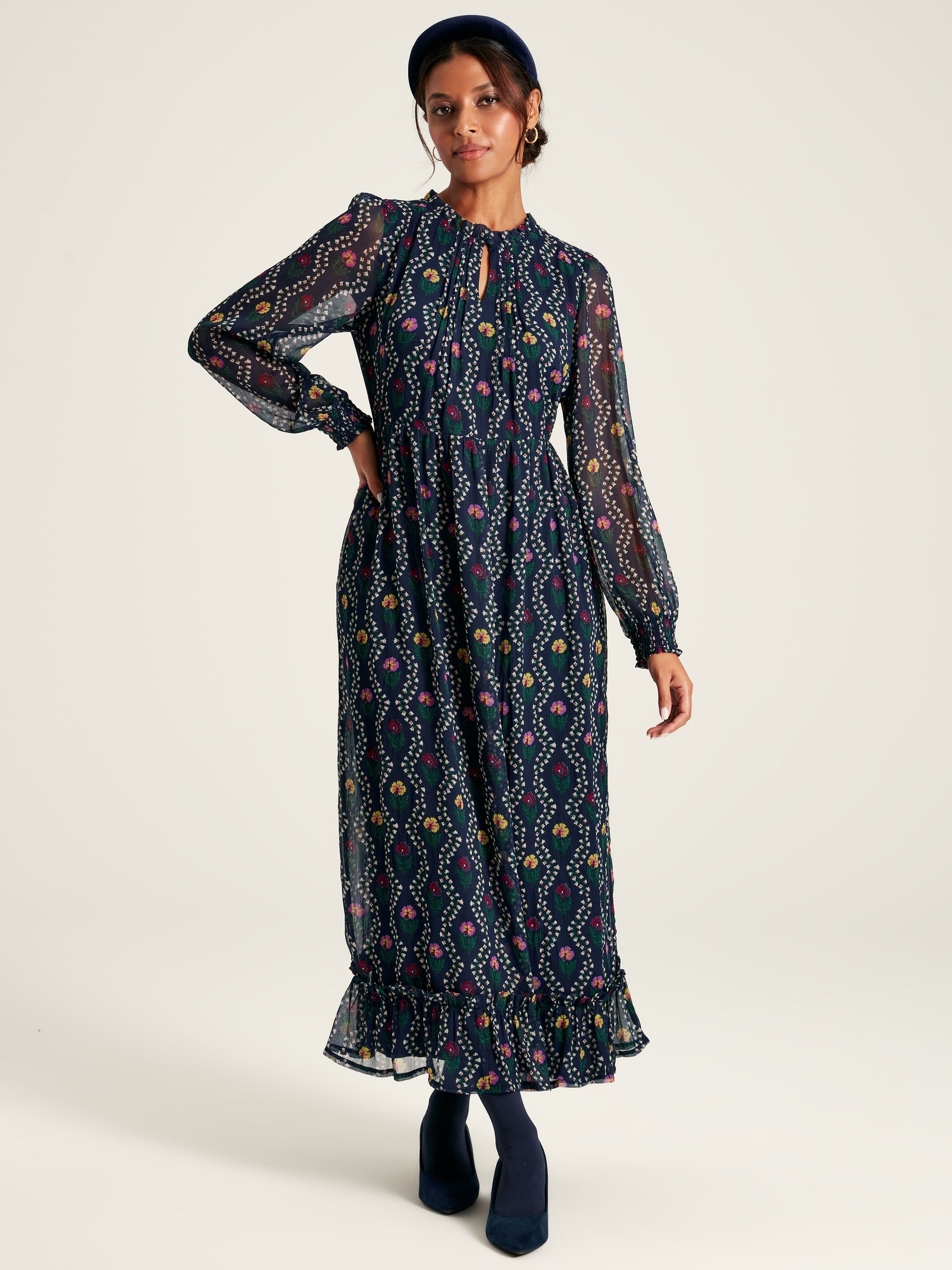 Buy Helena Navy Floral Printed Dress from the Joules online shop