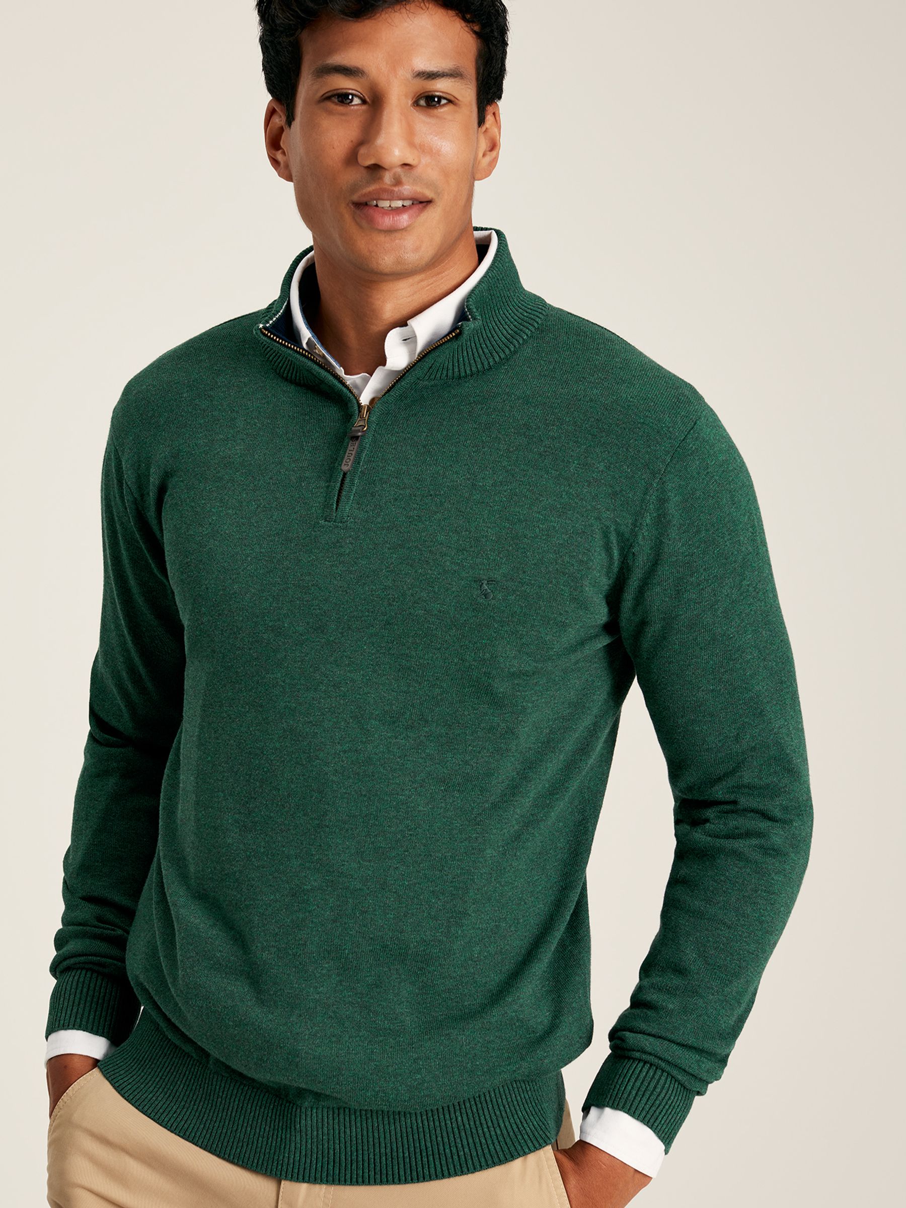 Buy Hillside Green Knitted Quarter Zip Jumper from the Joules online shop