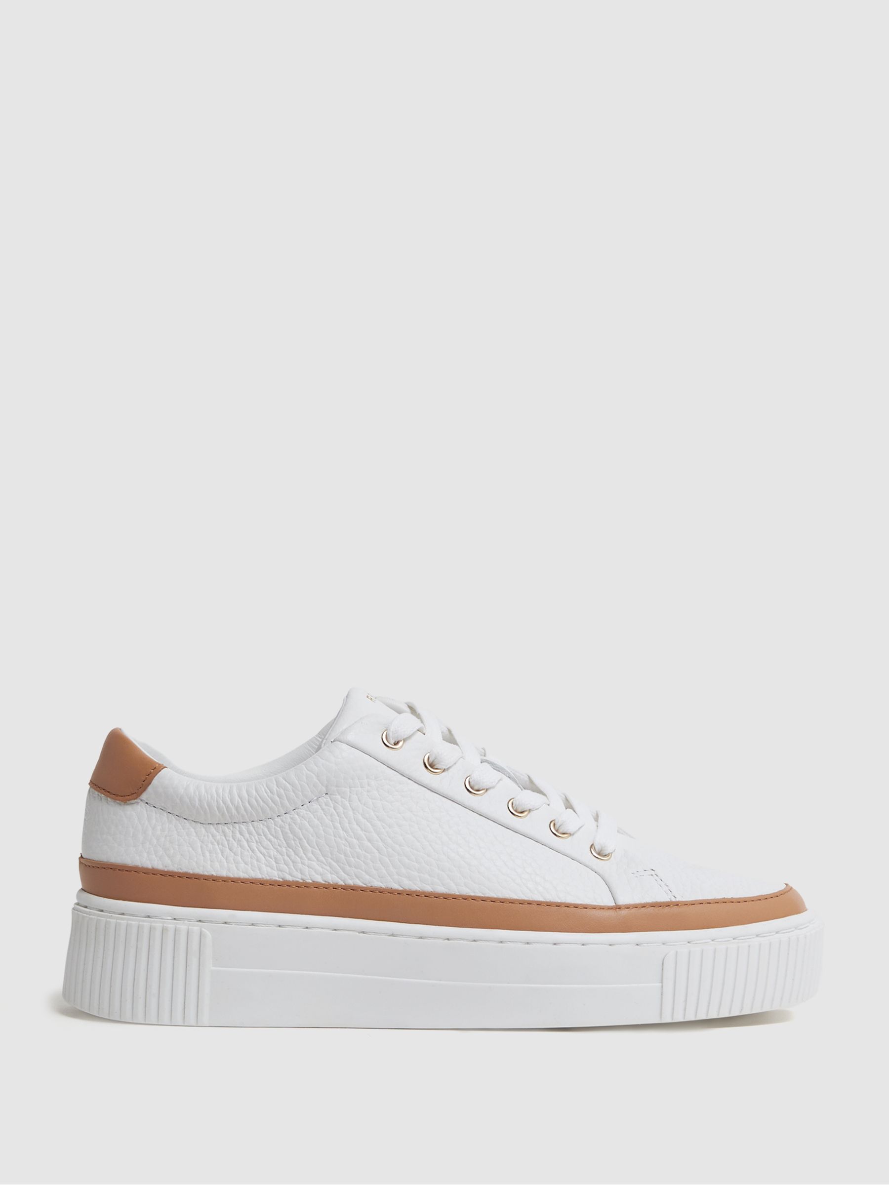 Reiss Leanne Grained Leather Platform Trainers | REISS USA