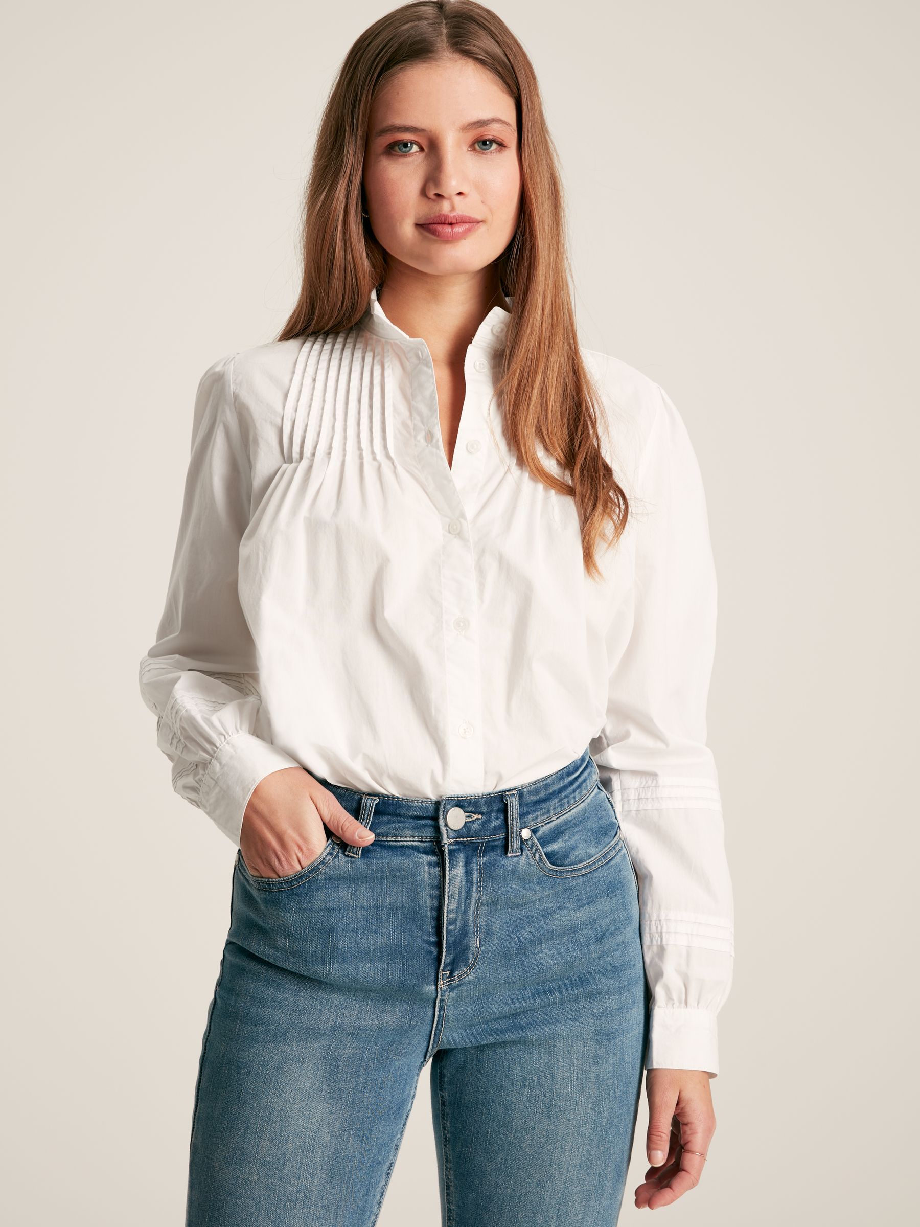 Buy Arabella Chalk White Pleated Blouse from the Joules online shop