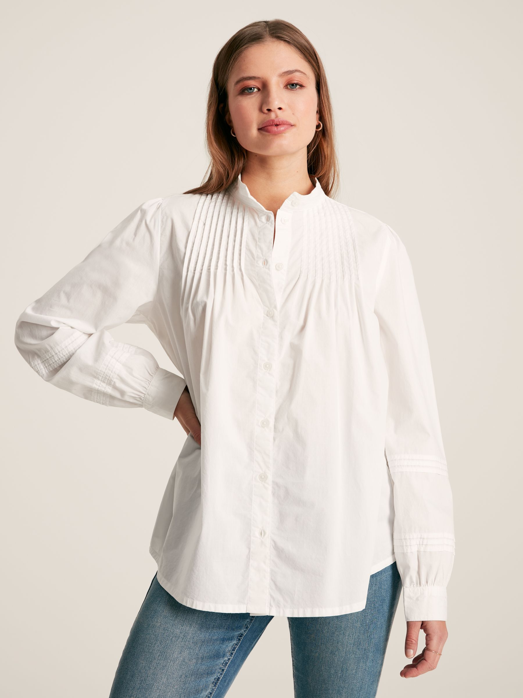 Buy Arabella Chalk White Pleated Blouse from the Joules online shop