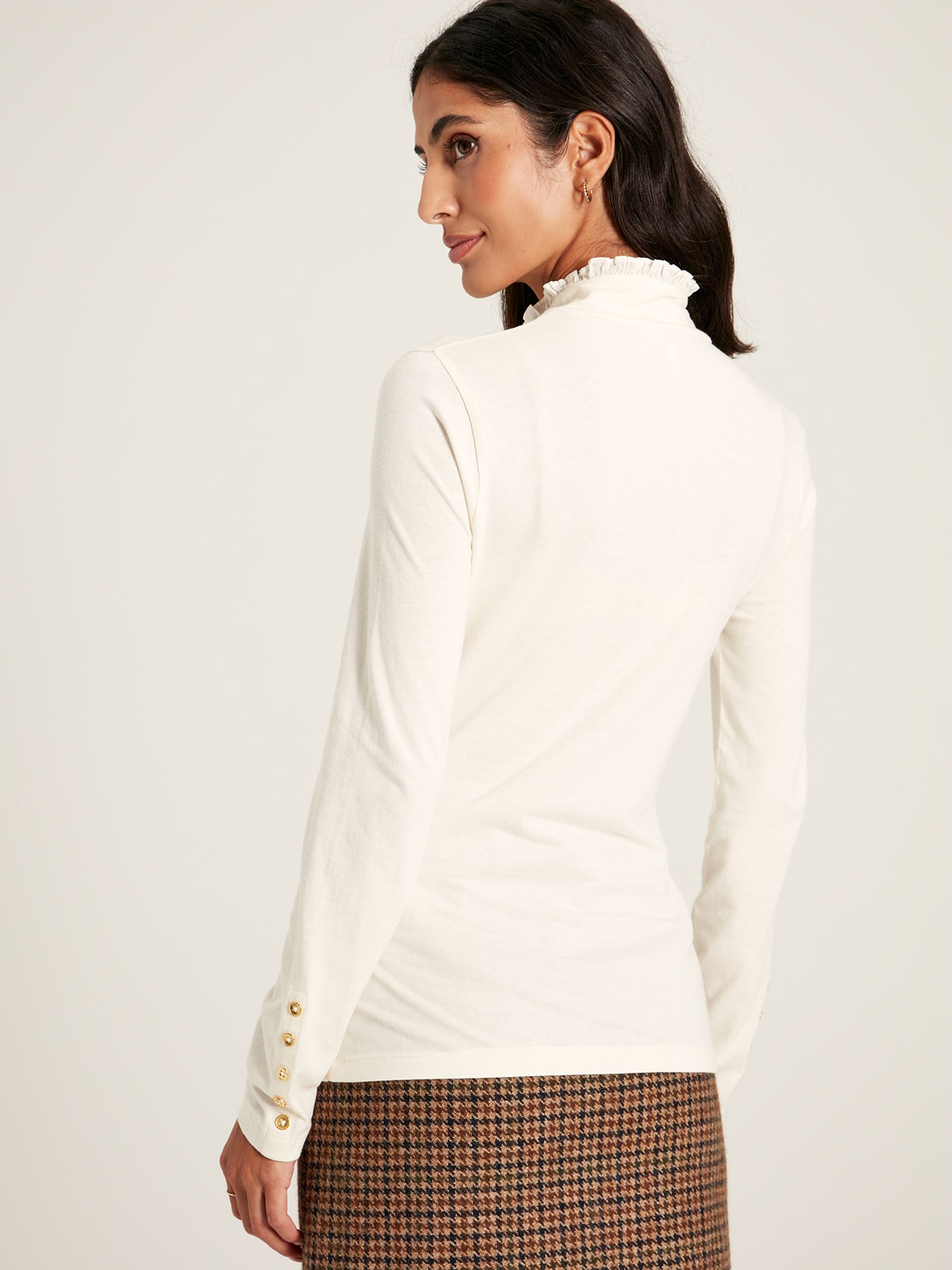 Buy Amy Cream Long Sleeve High Neck Jersey Top from the Joules online shop