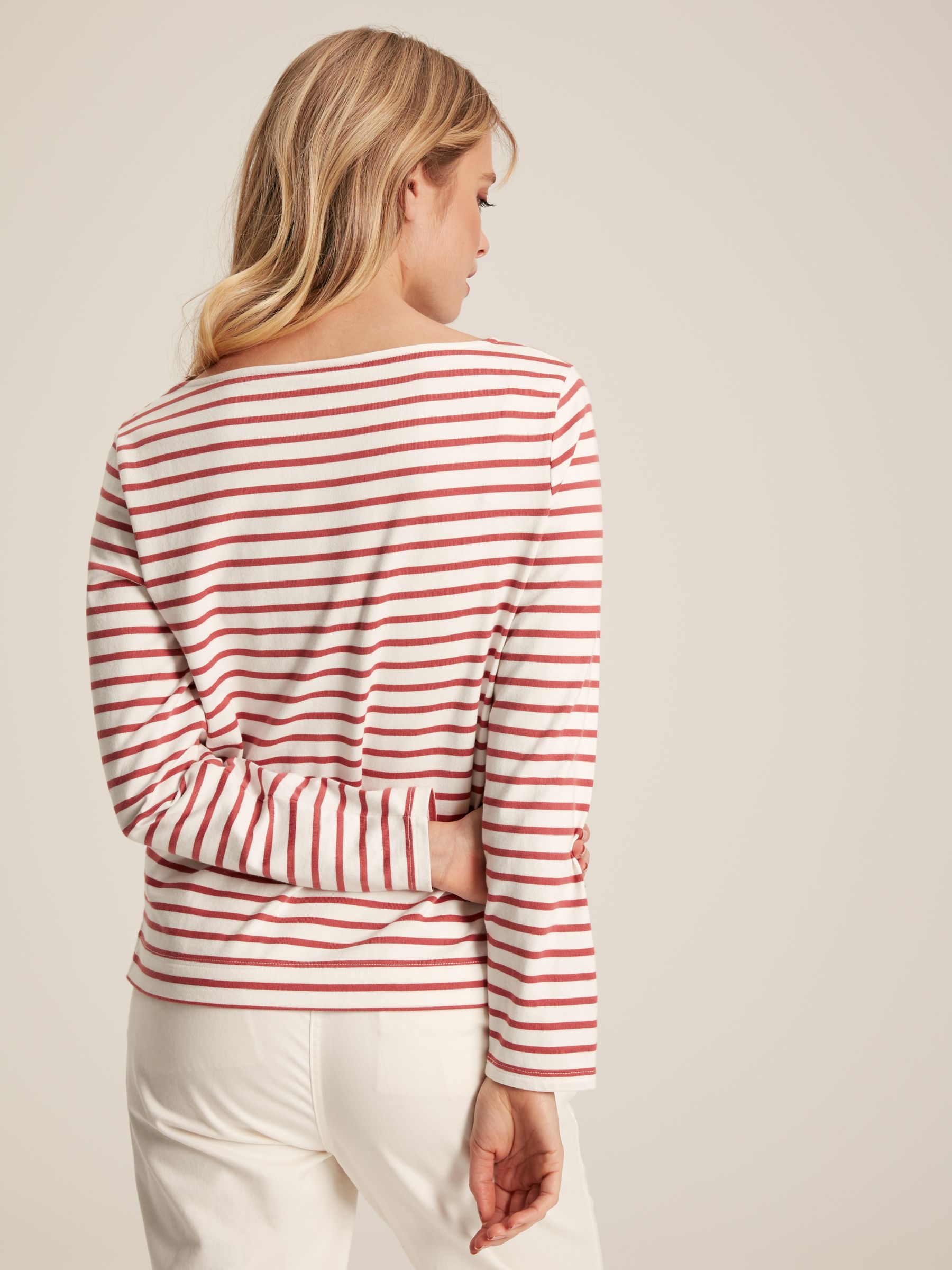 Buy Harbour Pink Striped Long Sleeve Breton Top from the Joules online shop