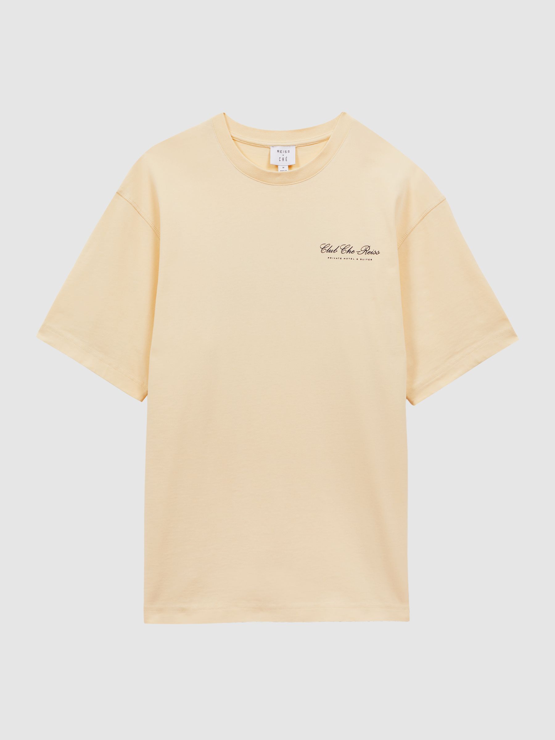 Reiss | Ché Motif Crew Neck T-Shirt in Lemon - REISS