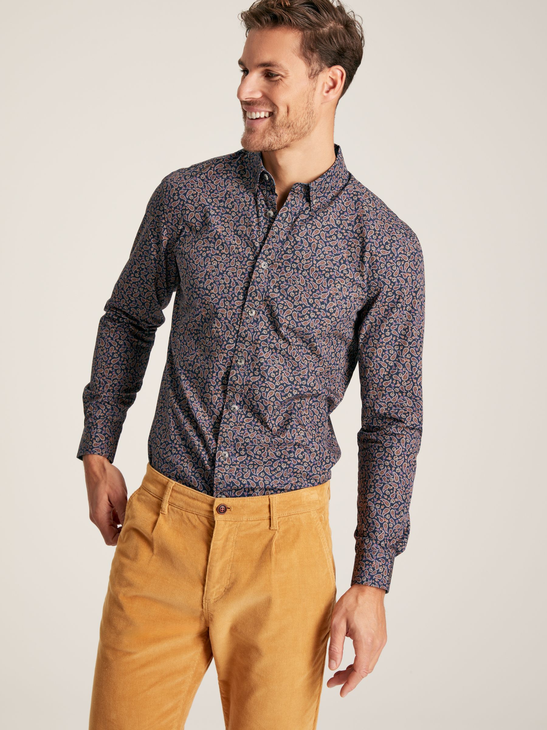 Buy Invitation Navy Paisley Cotton Shirt from the Joules online shop
