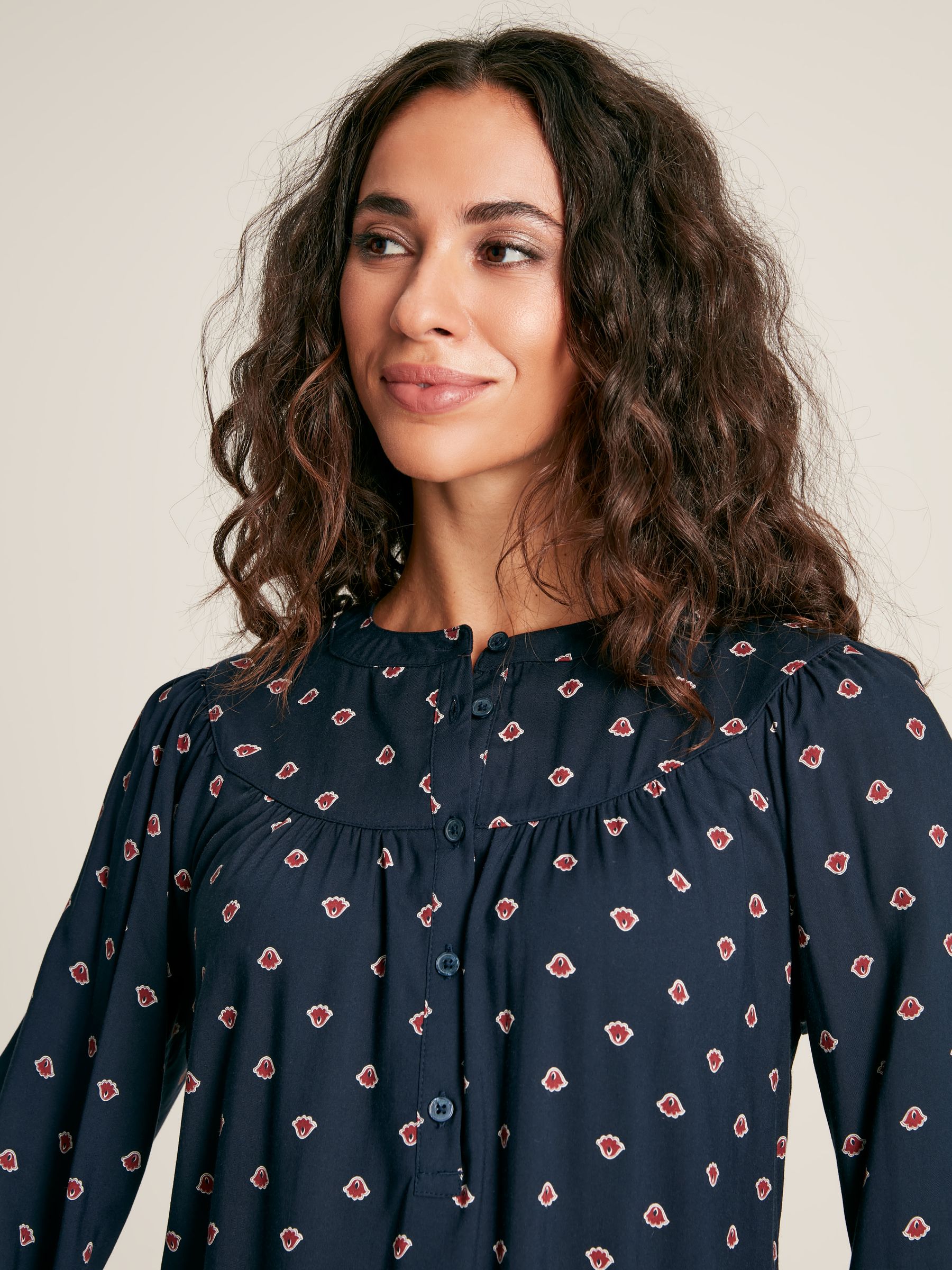 Buy Myra Navy Printed Balloon Sleeve Blouse from the Joules online shop