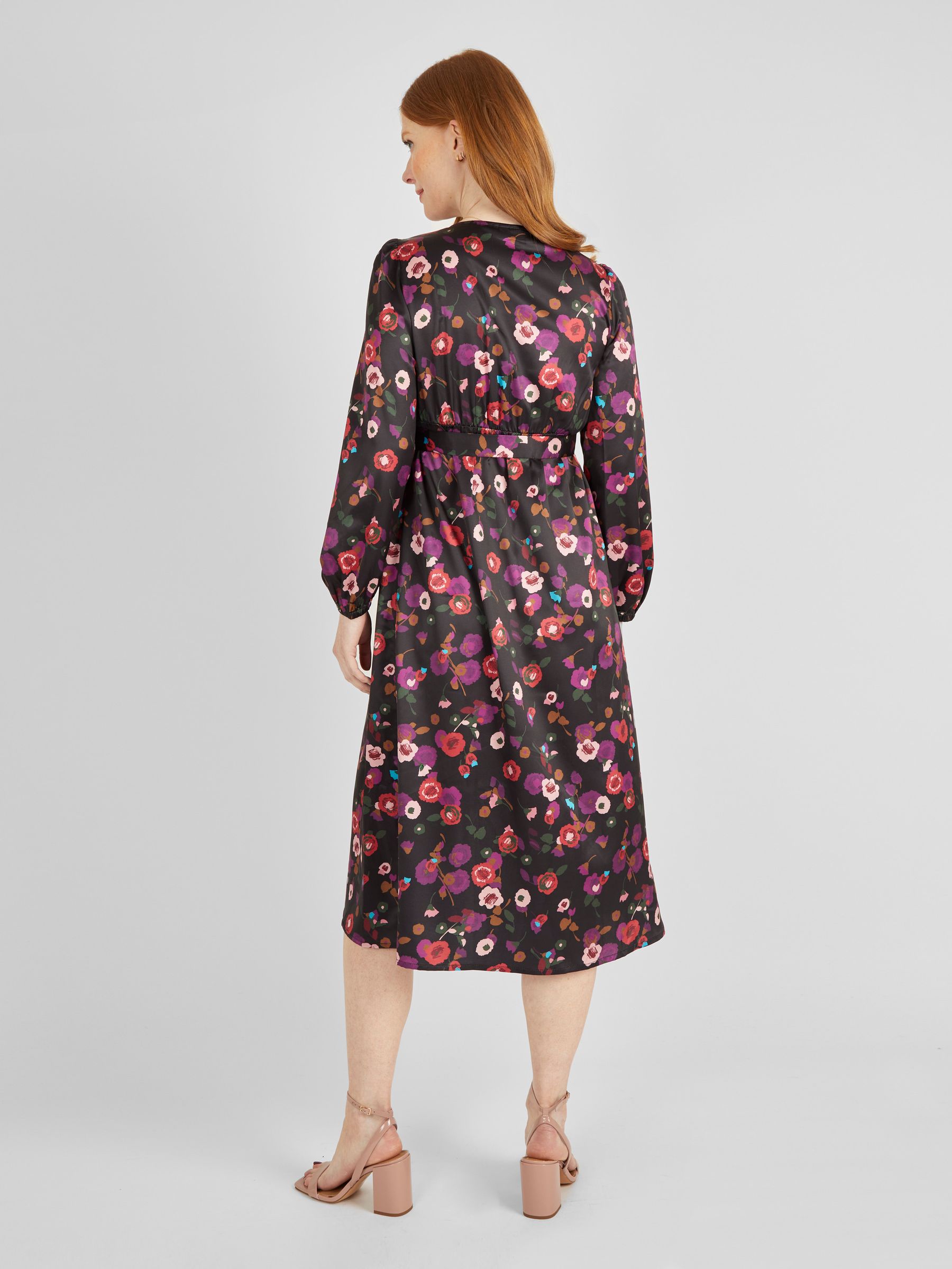 Buy Black Floral Maternity & Nursing Wrap Dress from the JoJo Maman ...