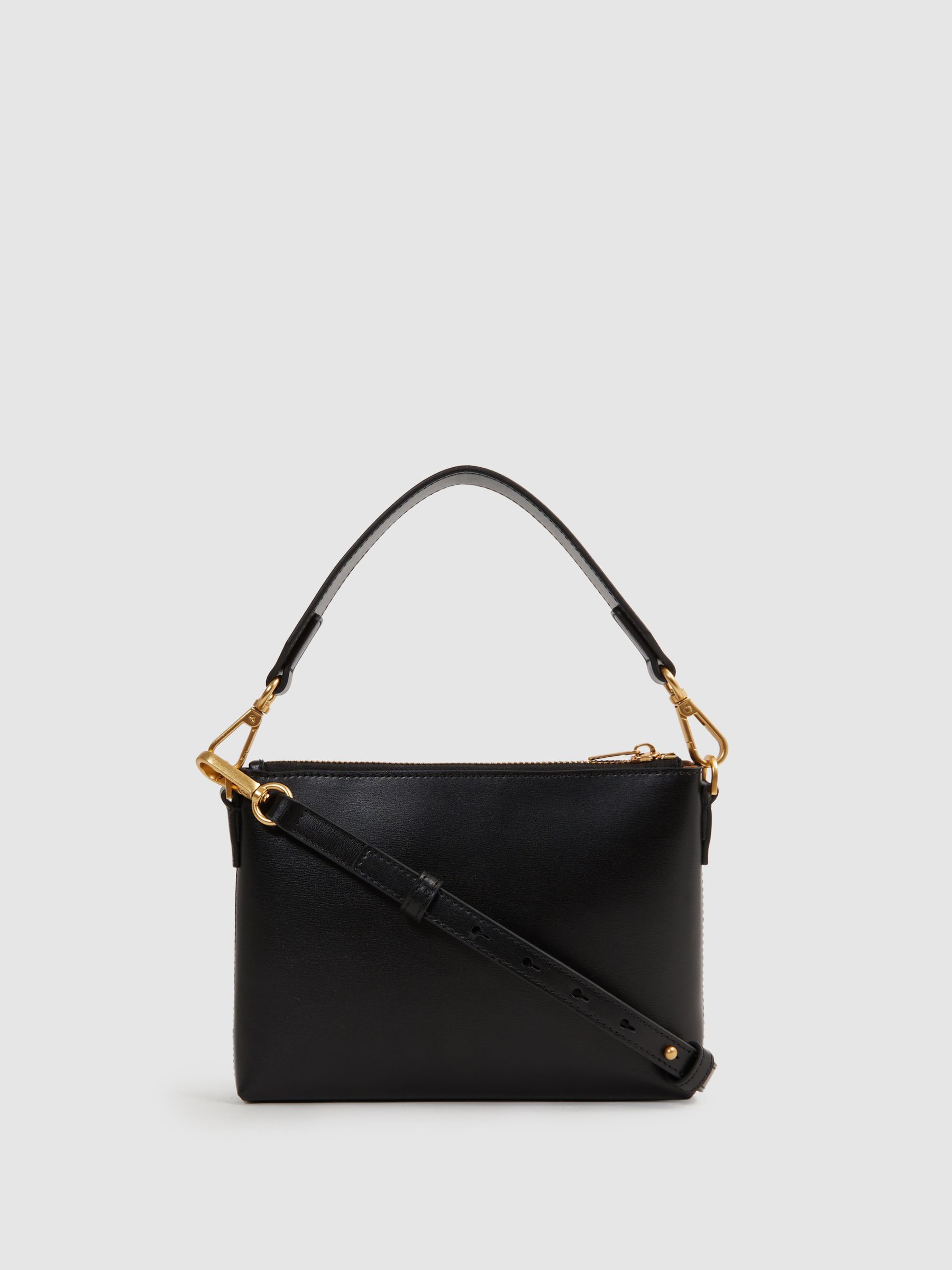Reiss Brompton Leather Double Strap Pouch Bag | REISS USA