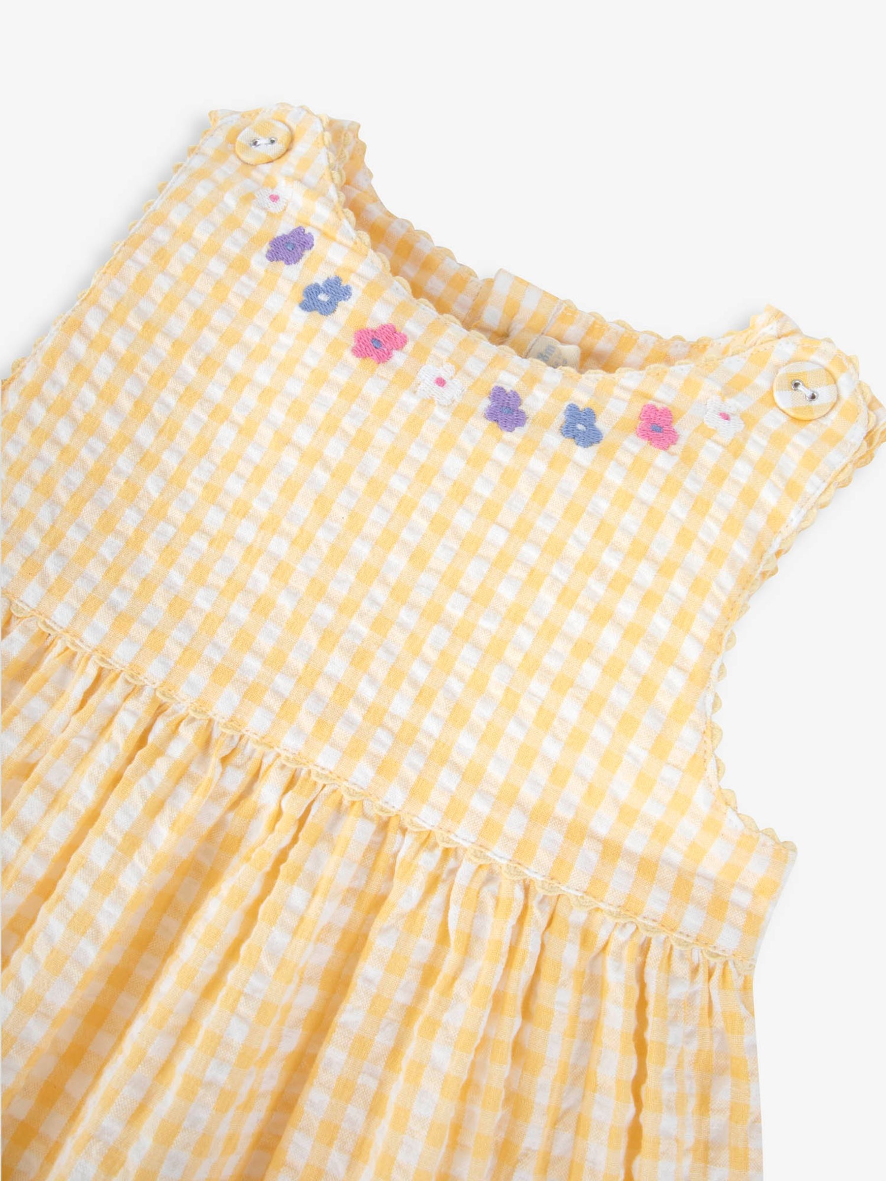 Buy Yellow Gingham Mouse Appliqué Dress from the JoJo Maman Bébé UK ...