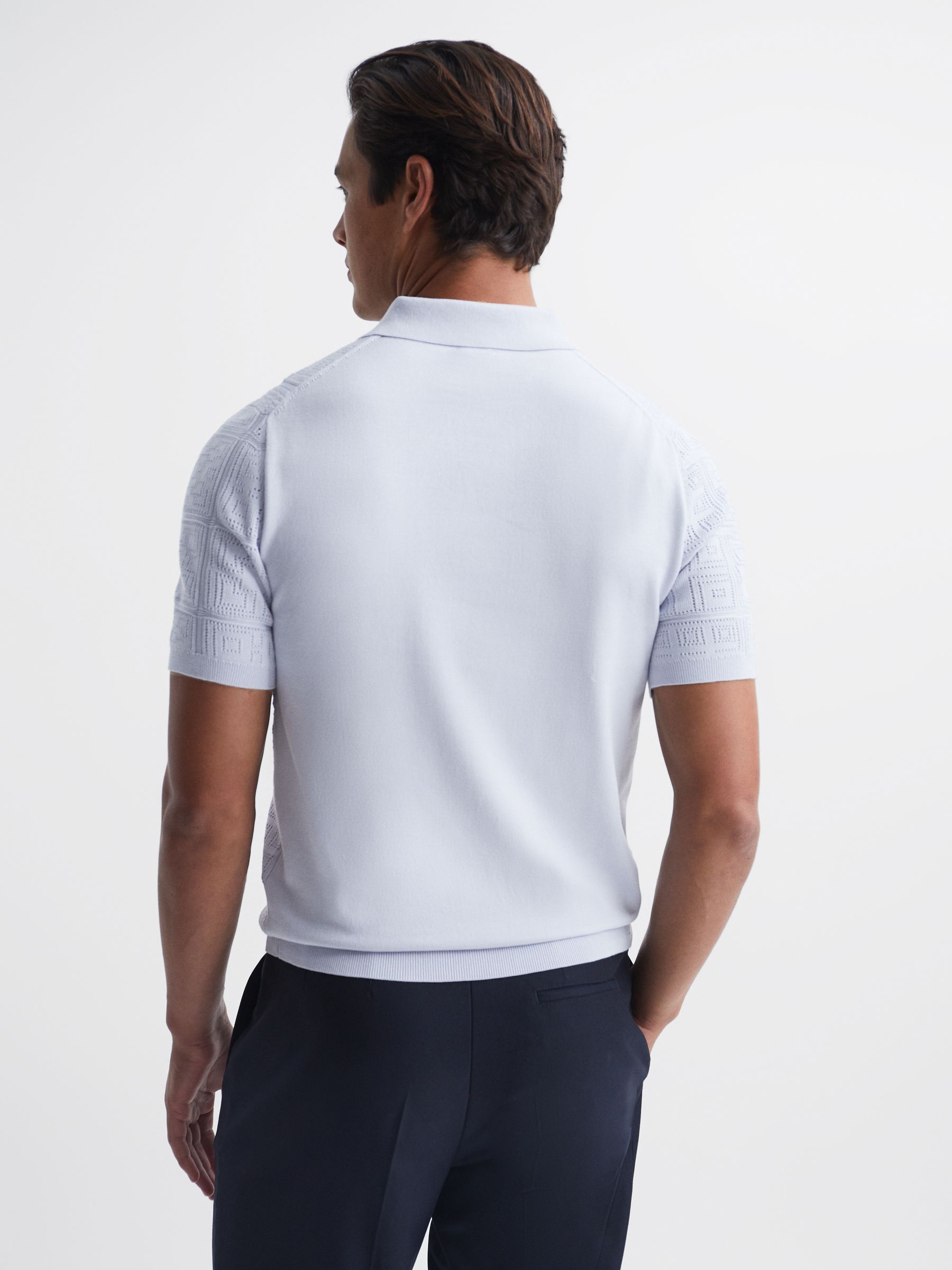 Reiss Mosaic Half Zip Textured Polo Shirt | REISS USA