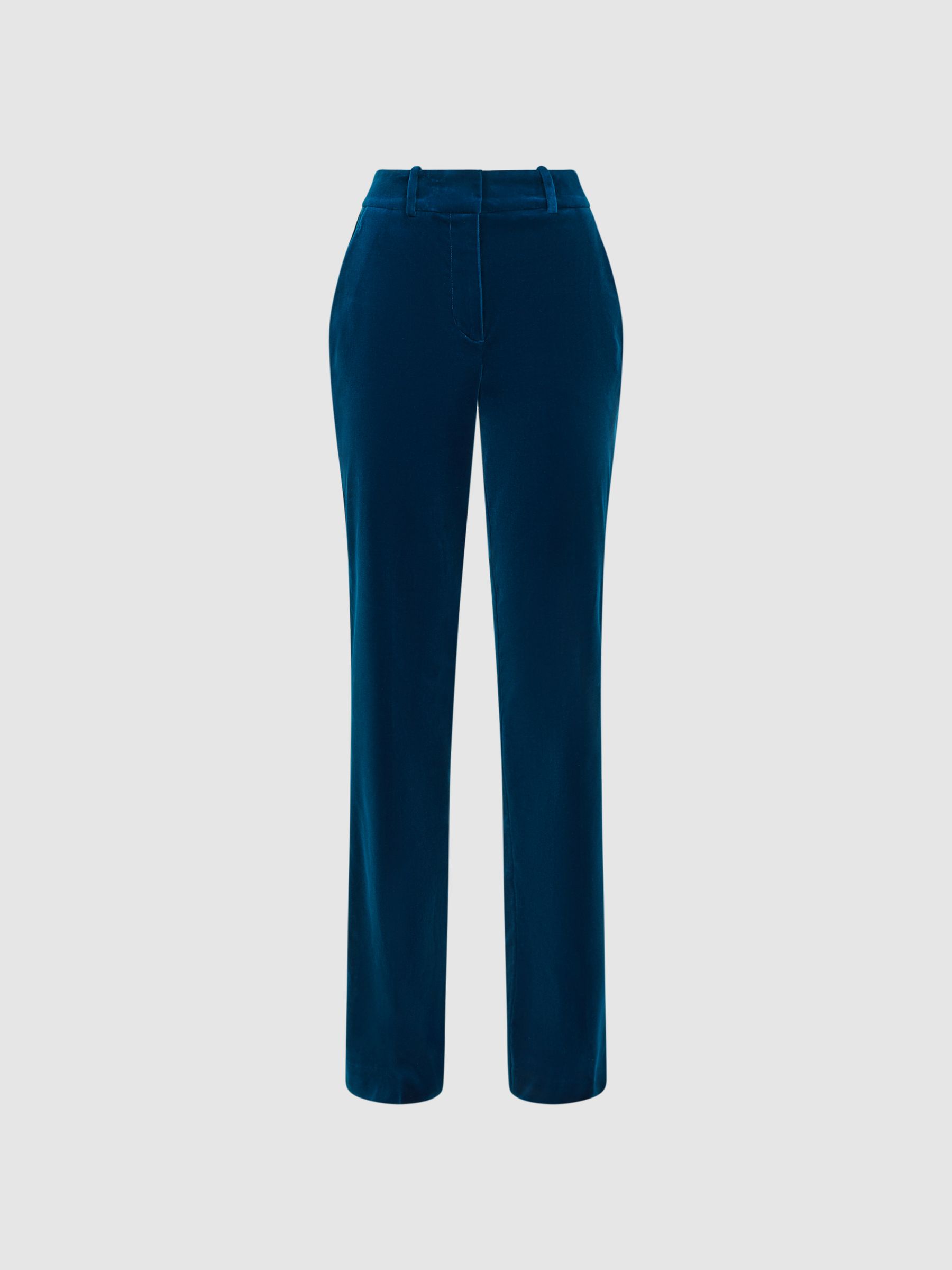 Velvet Flared Suit Trousers in Blue - REISS