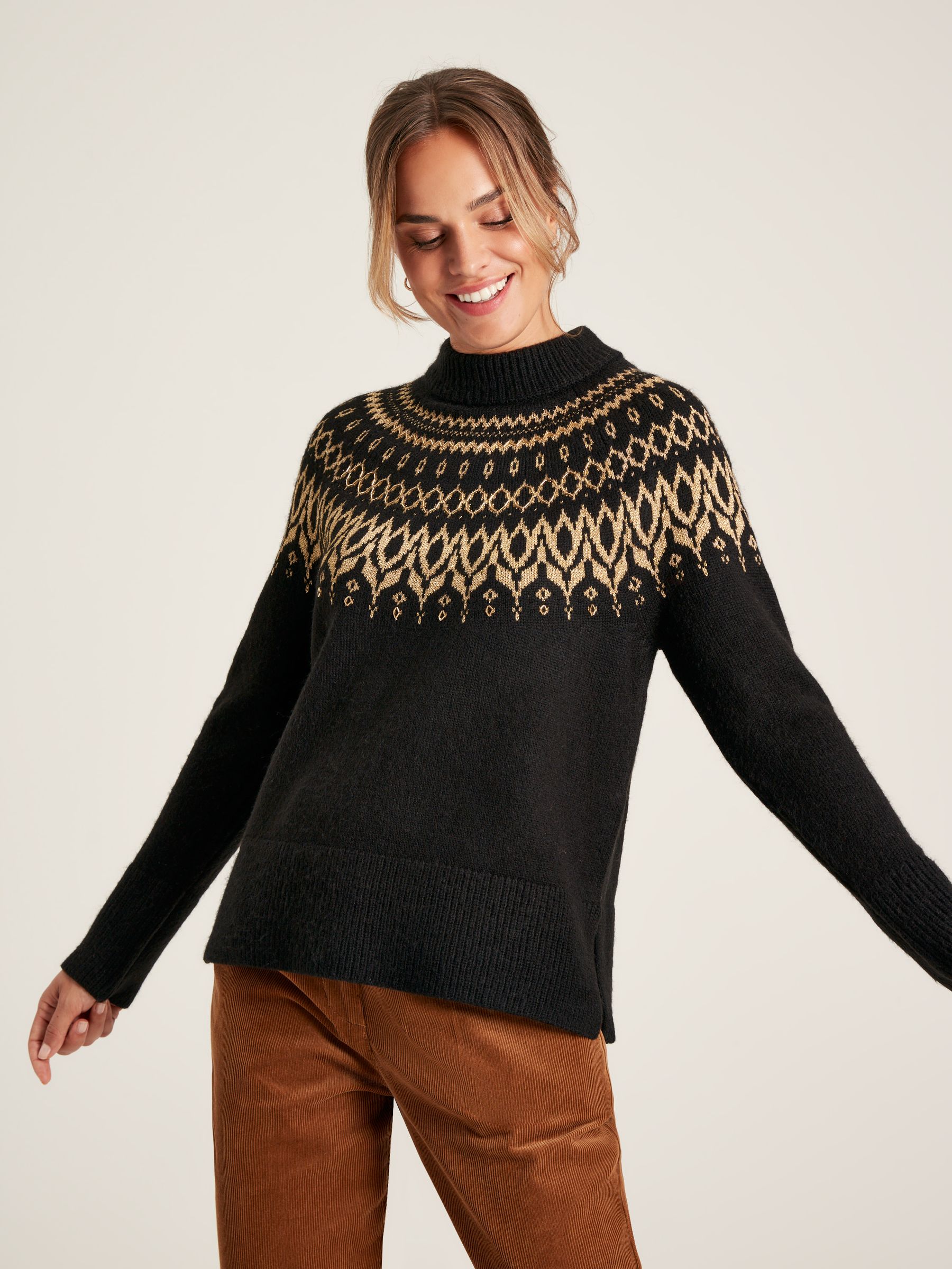 Buy Katherine Black Fair Isle Jumper from the Joules online shop