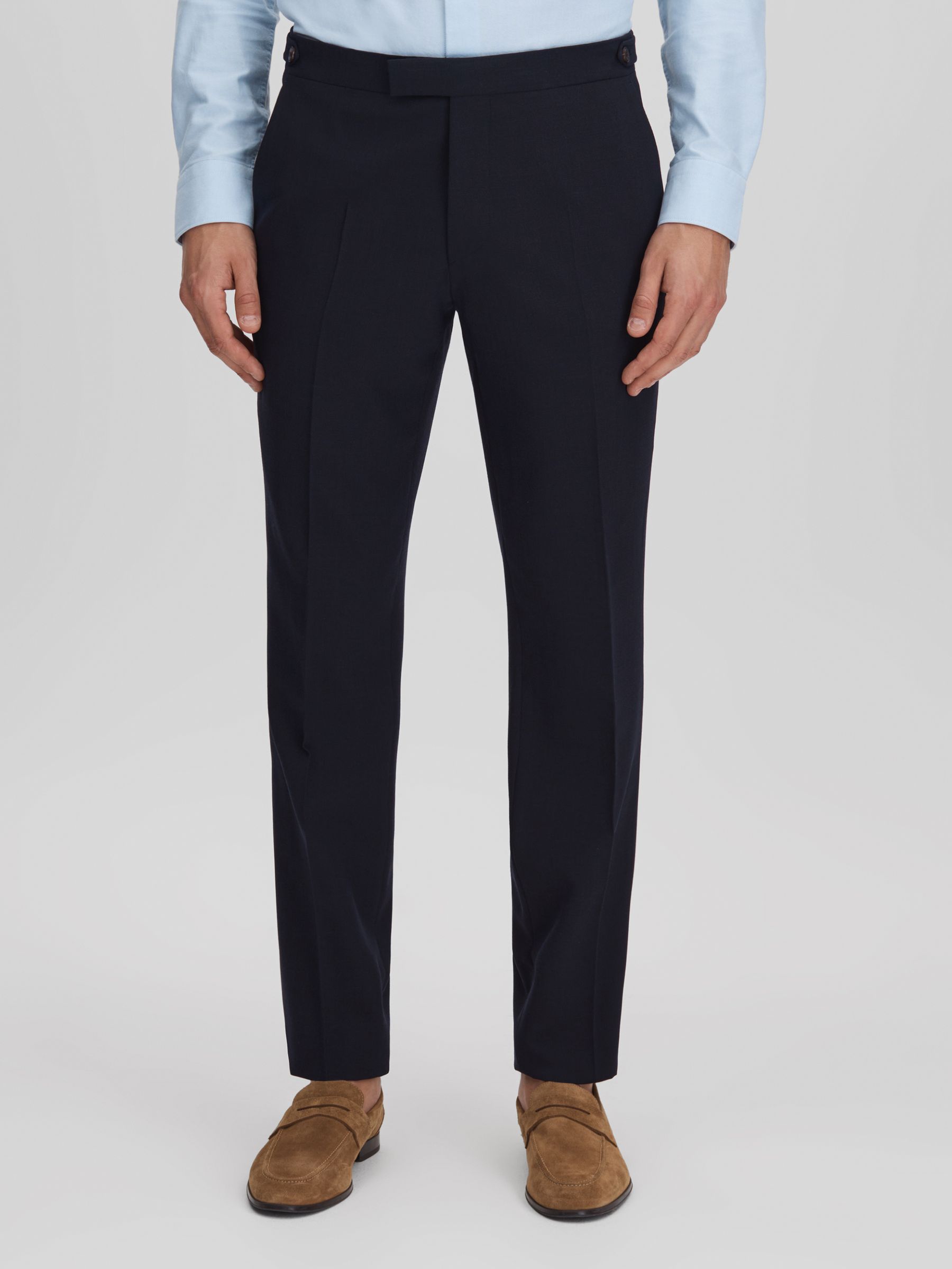 Reiss Slim Fit Side Adjuster Trousers in Navy - REISS