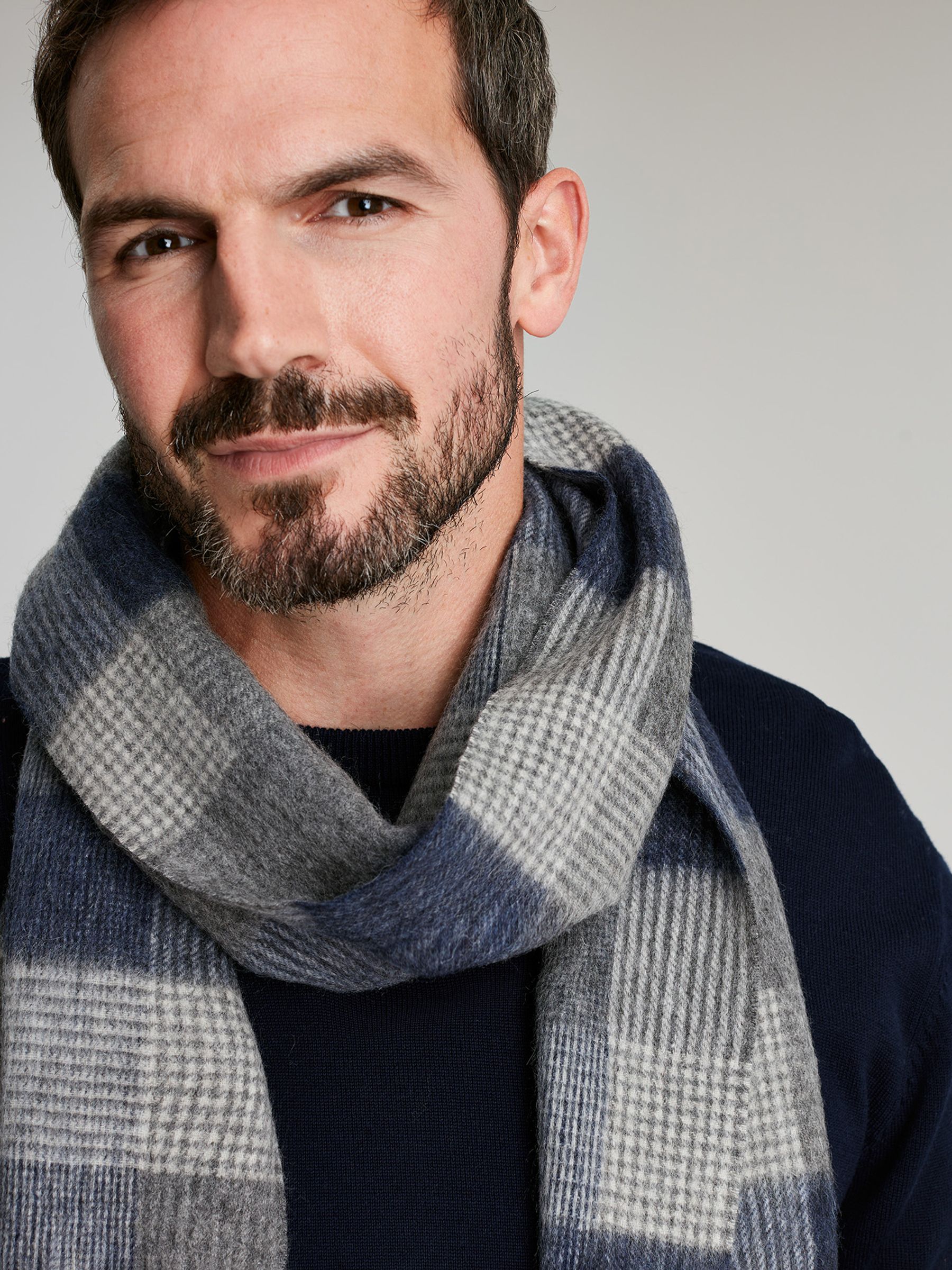 Buy Tytherton Blue Check Wool Scarf from the Joules online shop