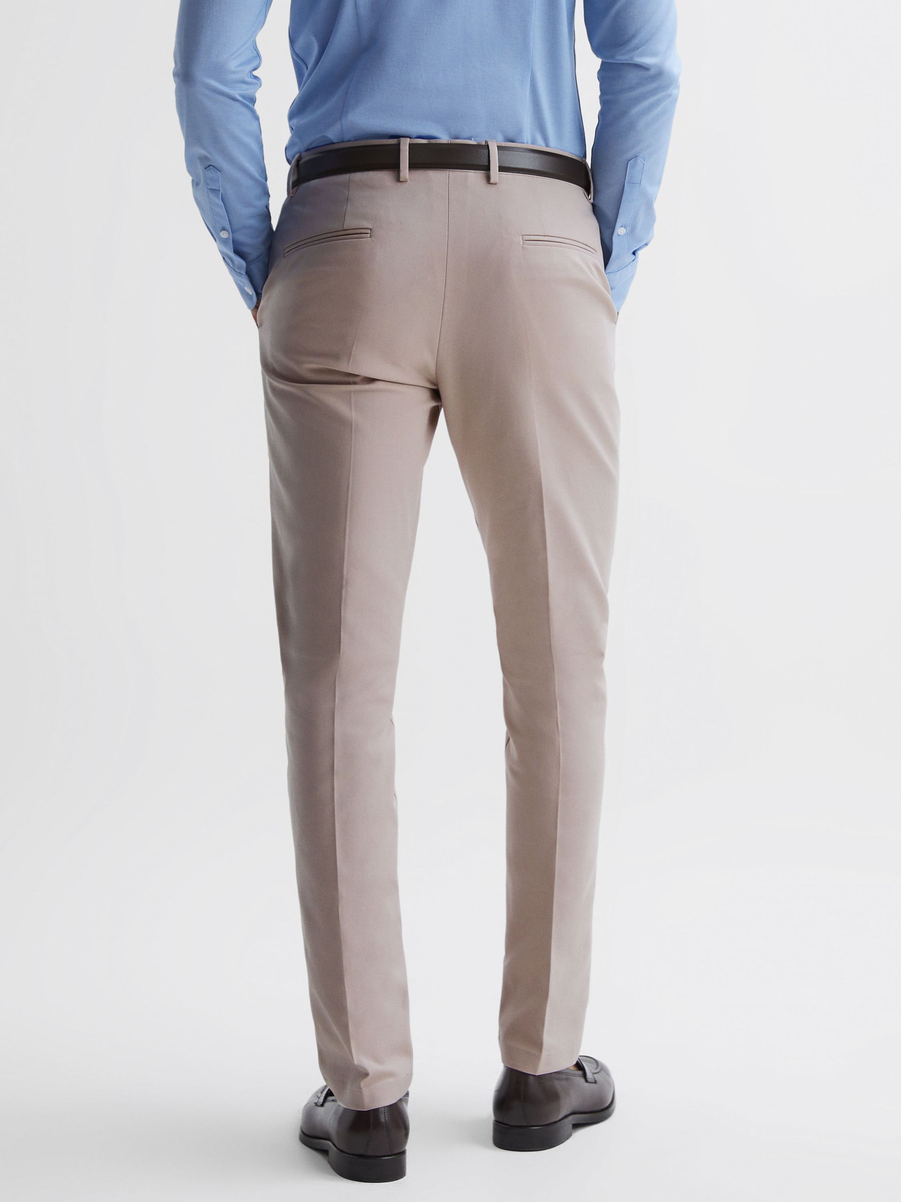 Slim Fit Cotton Blend Chinos in Stone - REISS
