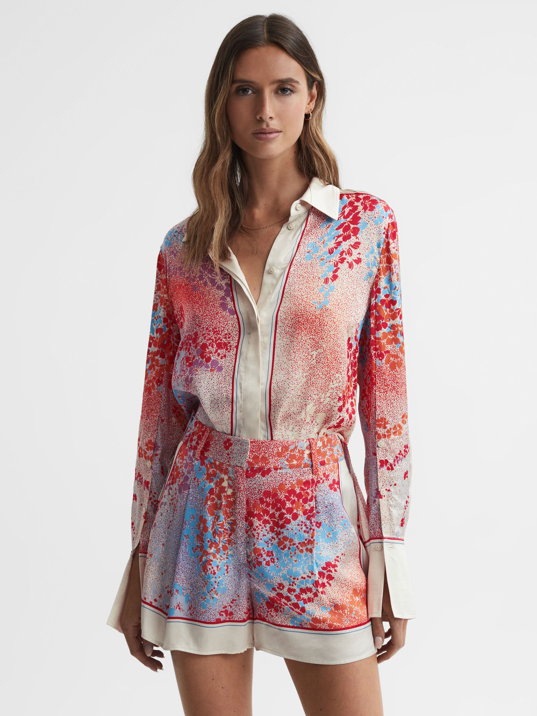 Printed Long Sleeve Shirt in Multi - REISS