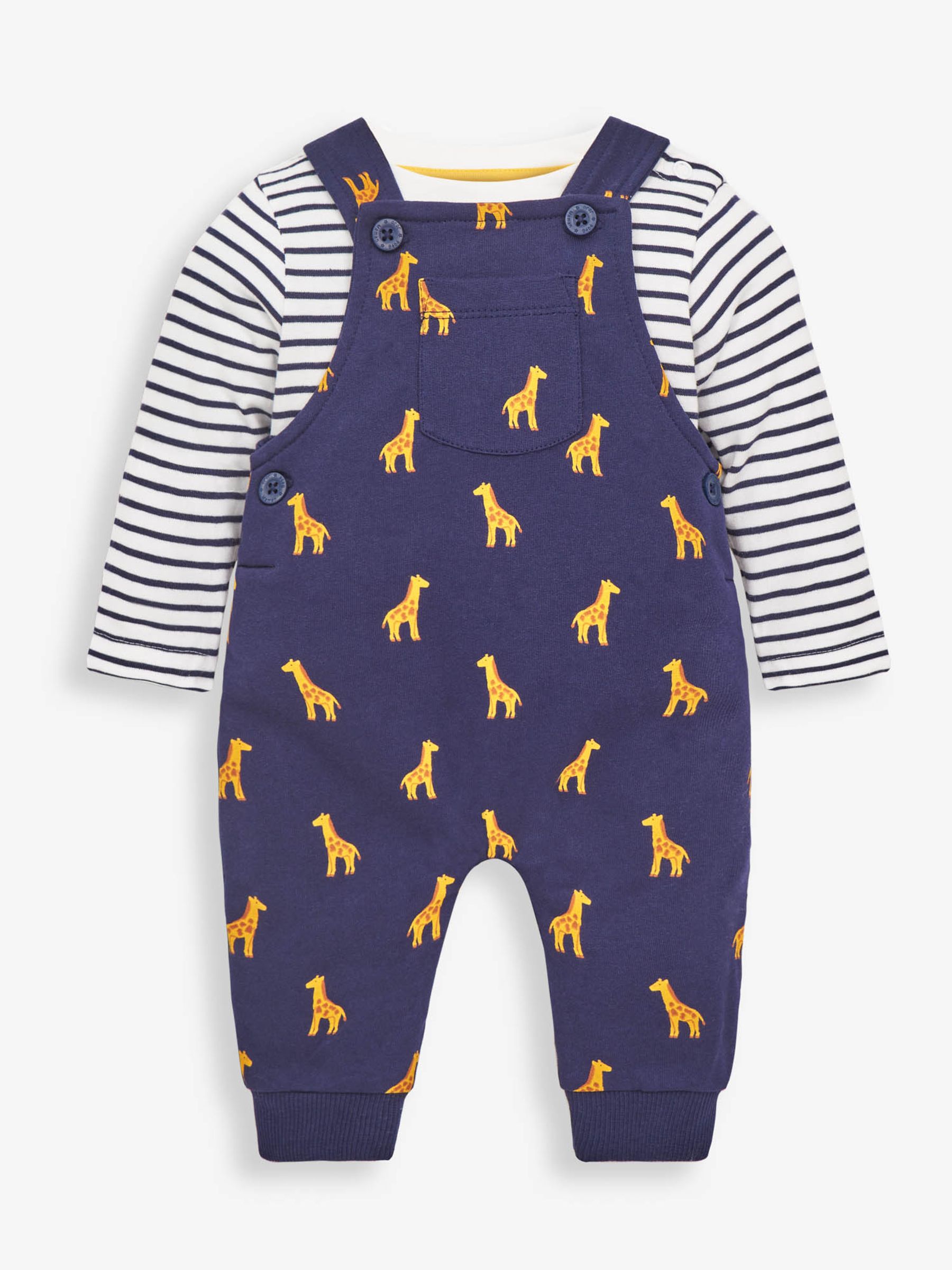 Buy JoJo Maman Bébé 2-Piece Giraffe Print Baby Dungarees Set from the