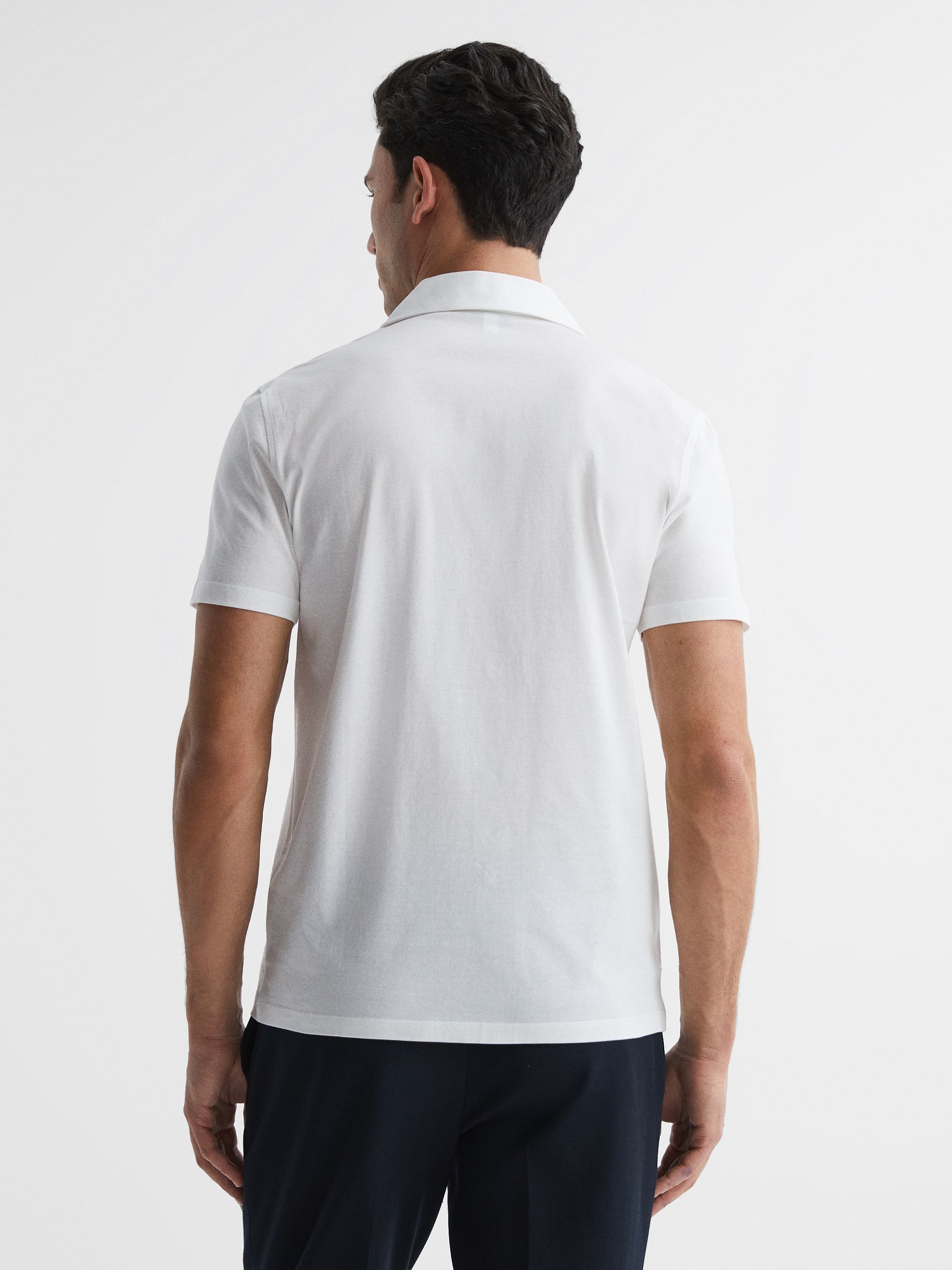 Mercerised Jersey Cuban Collar Shirt in White - REISS
