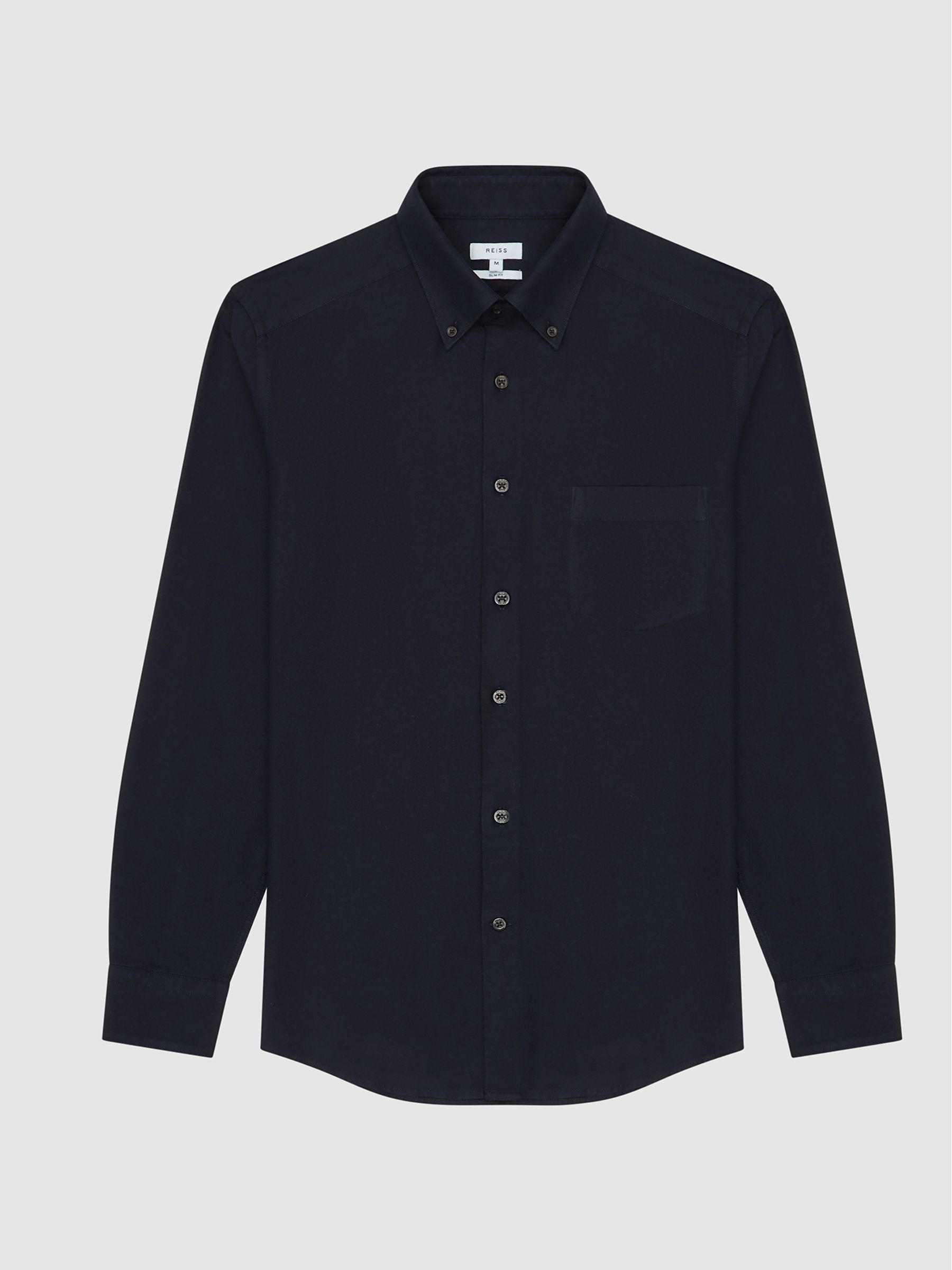 Soft Wash Button Down Oxford Shirt in Navy REISS