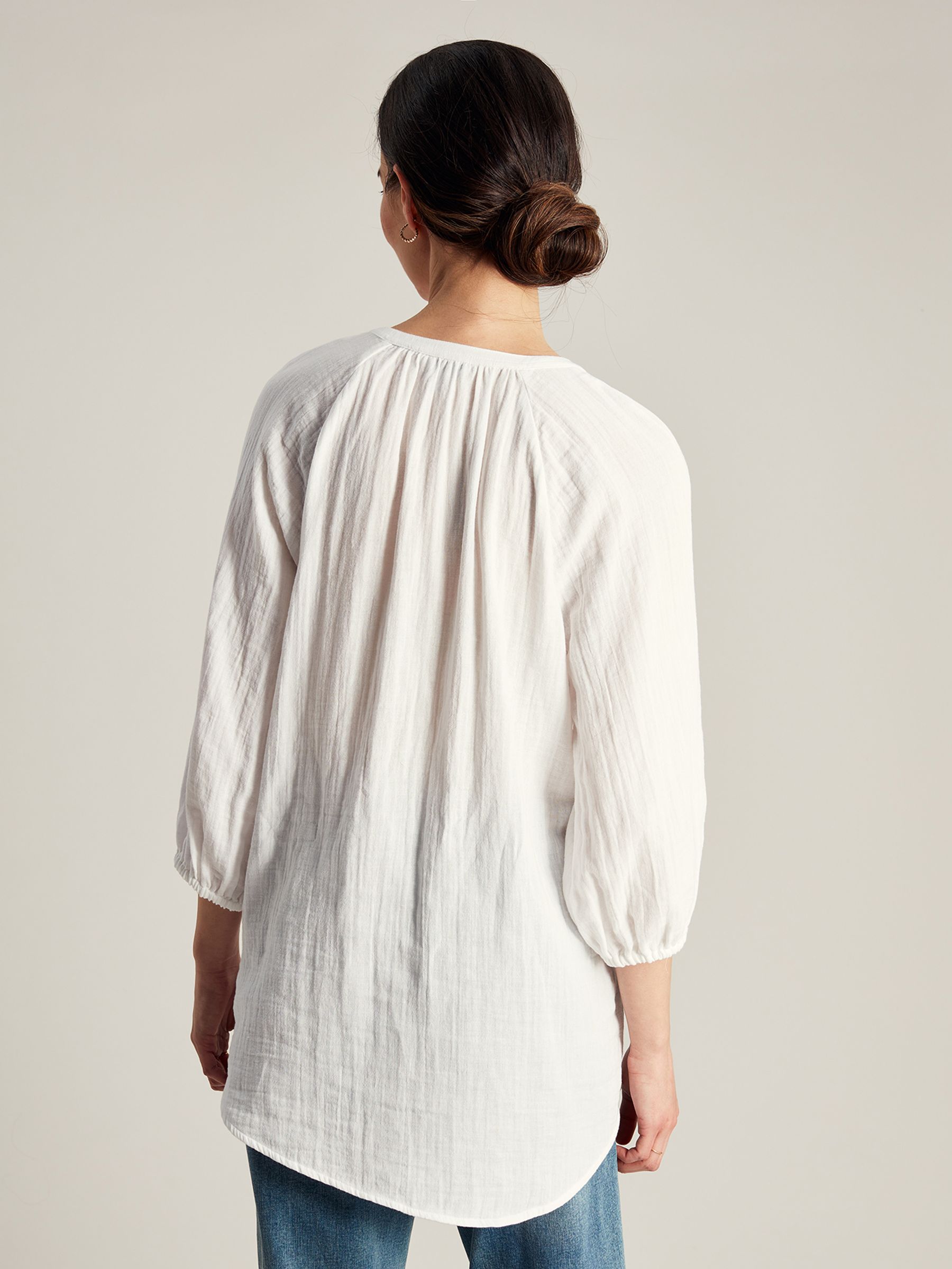 Buy Calais White Button Through Blouse from the Joules online shop