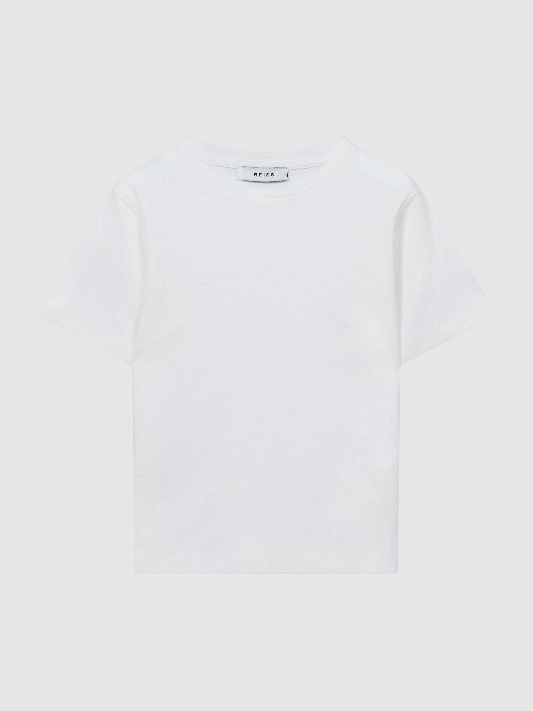 Junior Textured Crew Neck T-Shirt in White - REISS
