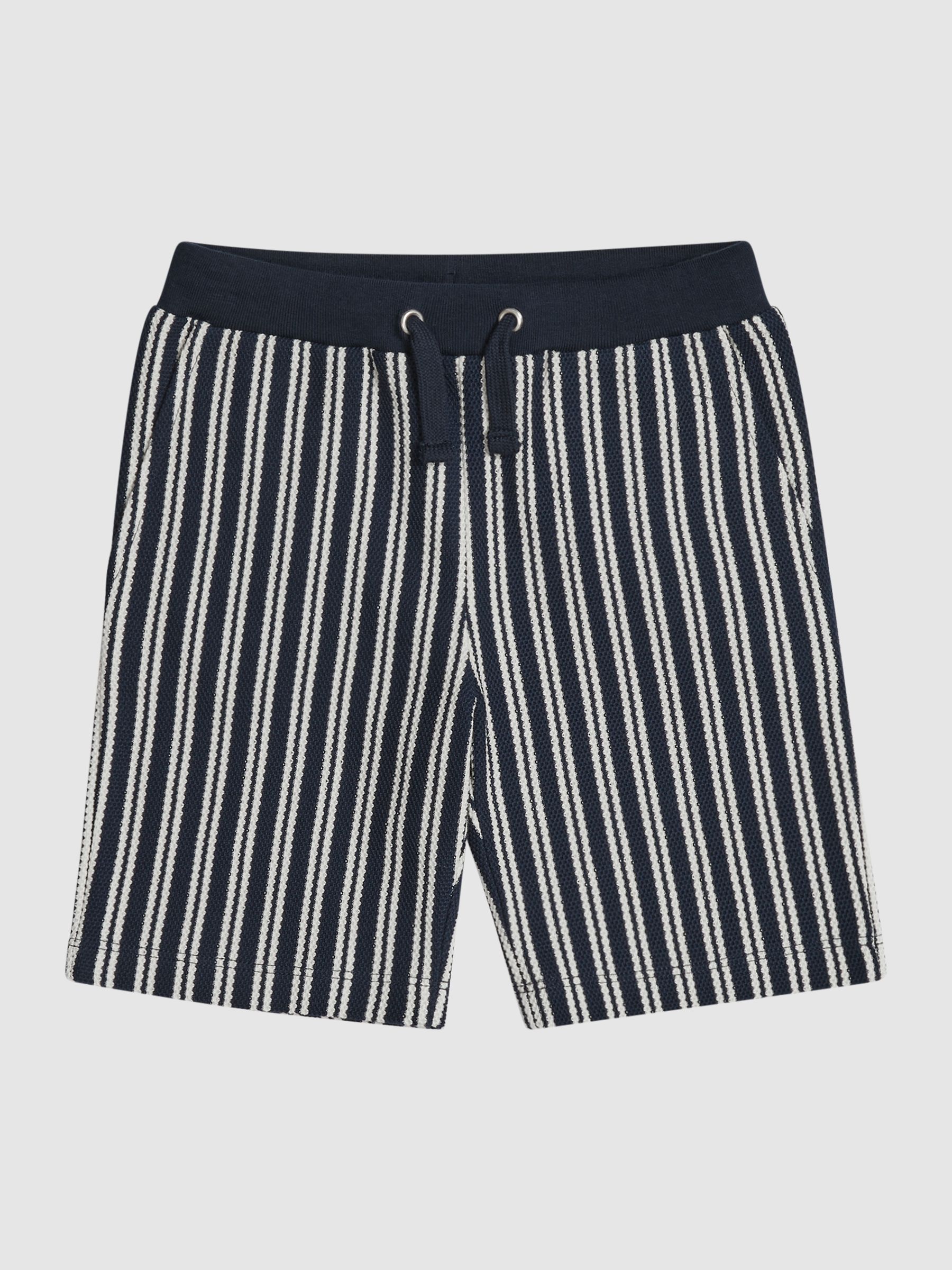 Junior Striped Cotton Shorts in Navy - REISS