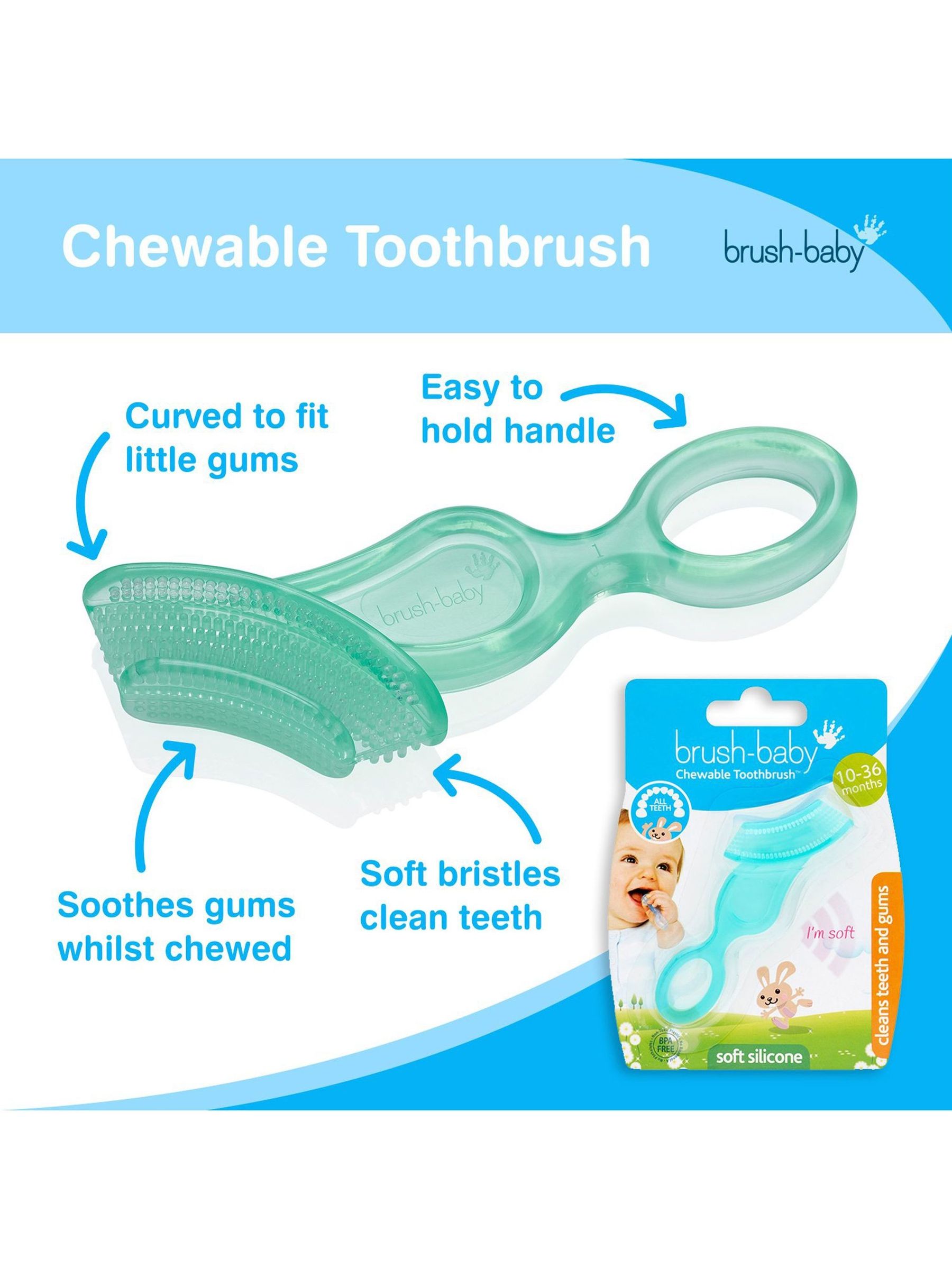 Buy Brush Baby 2Piece Chewable Toothbrushes from the JoJo Maman Bébé