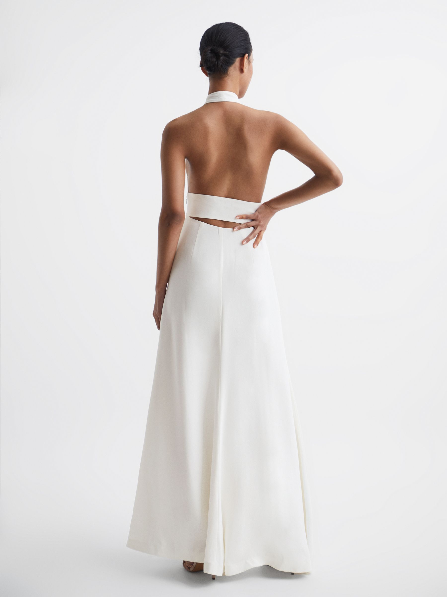 Maxi Dress With Cape in White - REISS