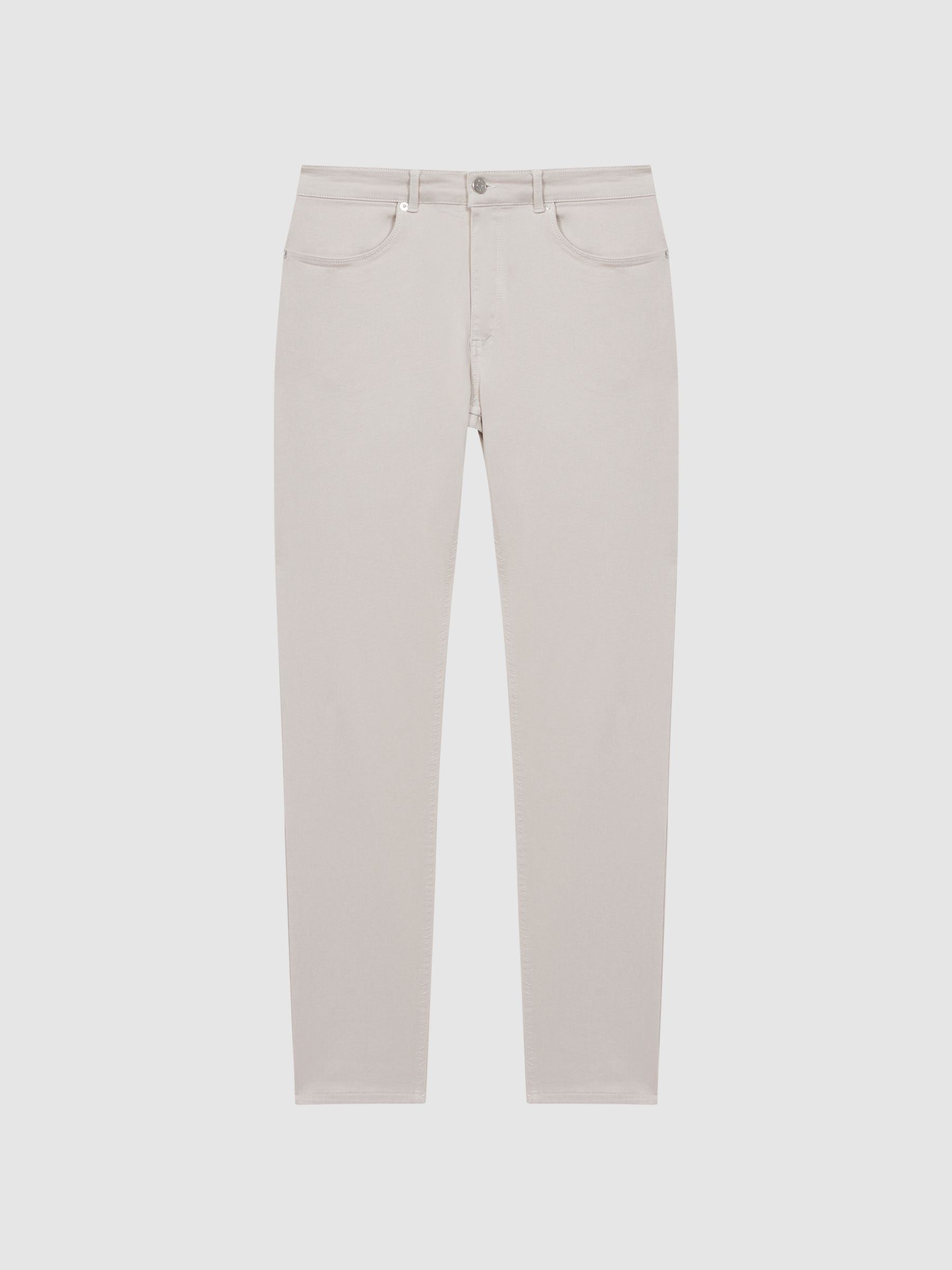 Slim Fit Brushed Jeans in Stone - REISS