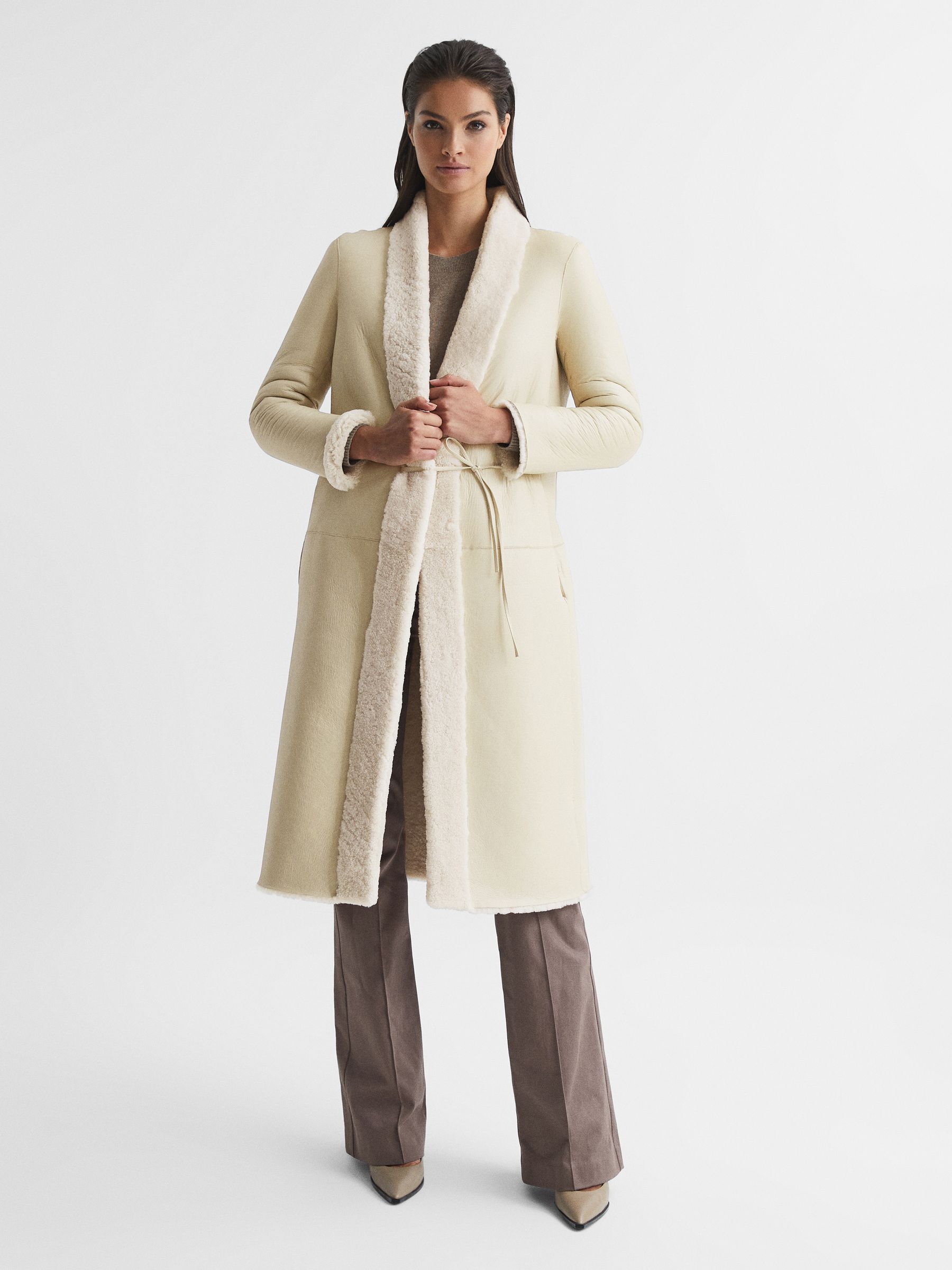 Reiss Neave Reversible Long Shearling Coat REISS