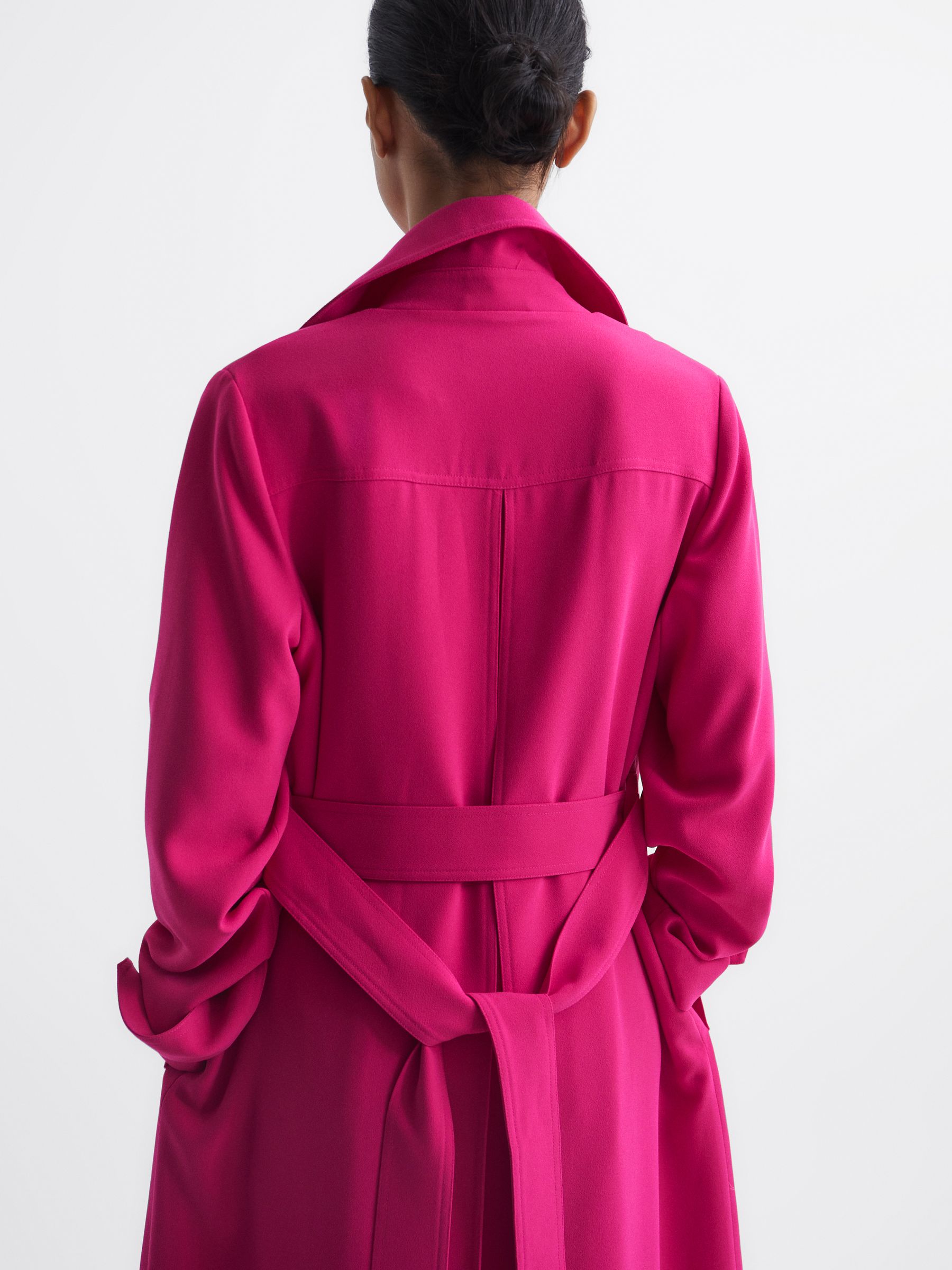 Belted Trench Coat in Pink - REISS